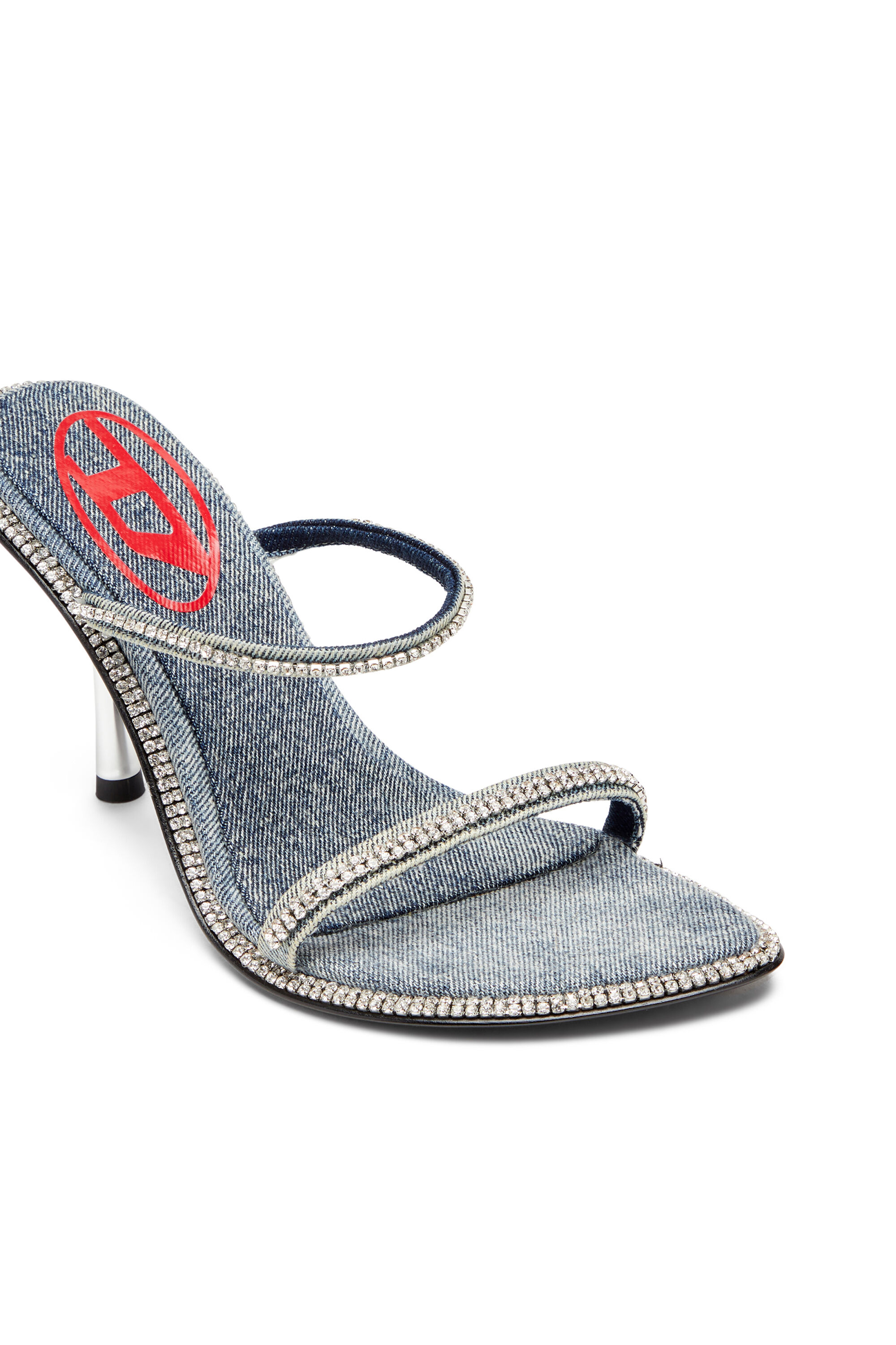 Diesel - D-HAVANNA SDL, D-Havanna-Mule a tacco alto in denim con cristalli Donna in Blu - 4