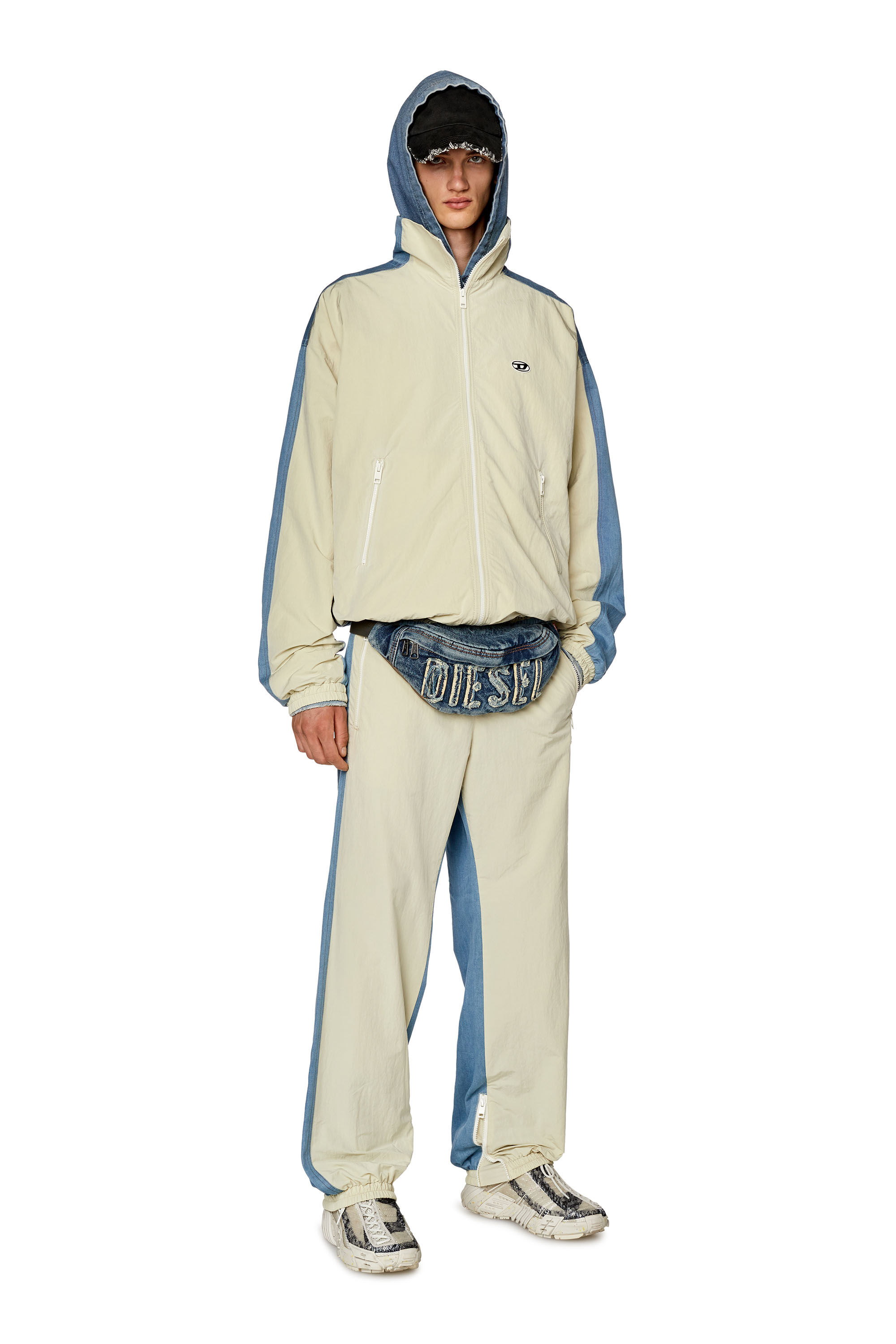 Pantaloni tuta in nylon crinkle e denim Uomo P BRIGHT Diesel