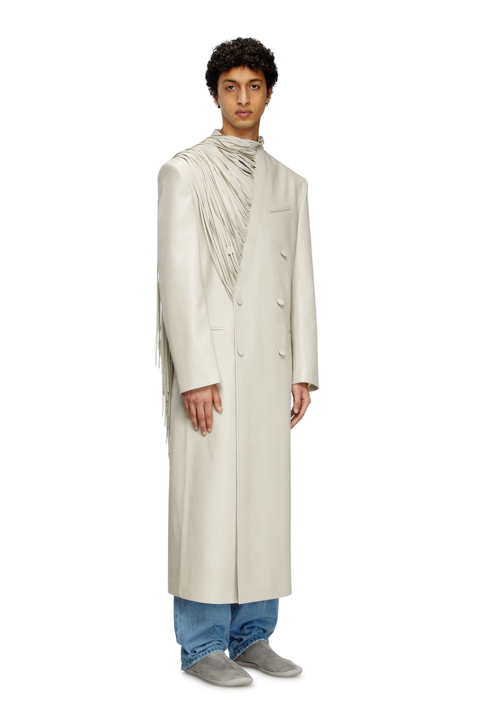 Diesel - J-ELDAR-A, Cappotto lungo con sciarpa a frange Uomo in Grigio - 1