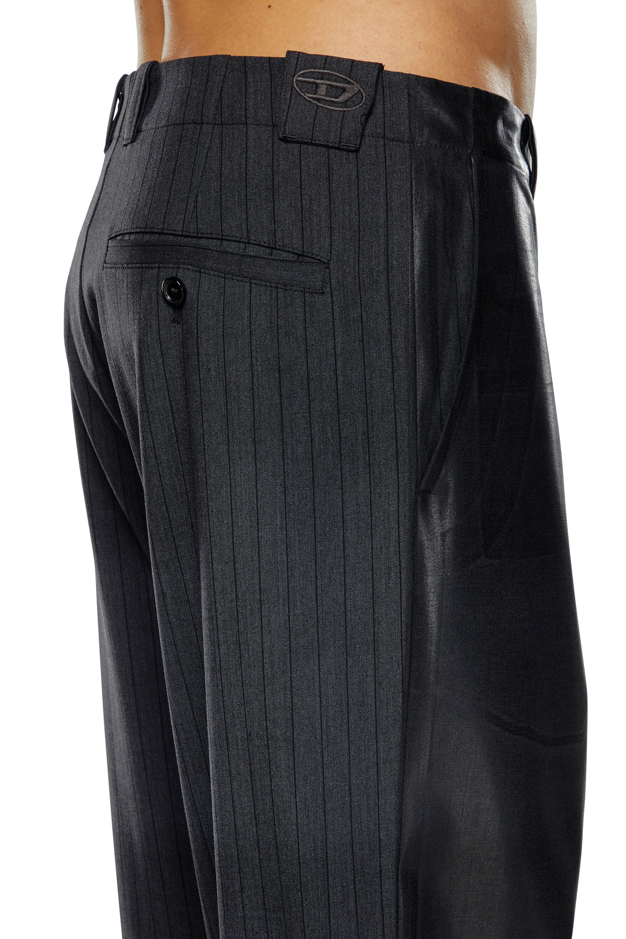 Pantaloni gessati con coating lucido Uomo Nero Diesel