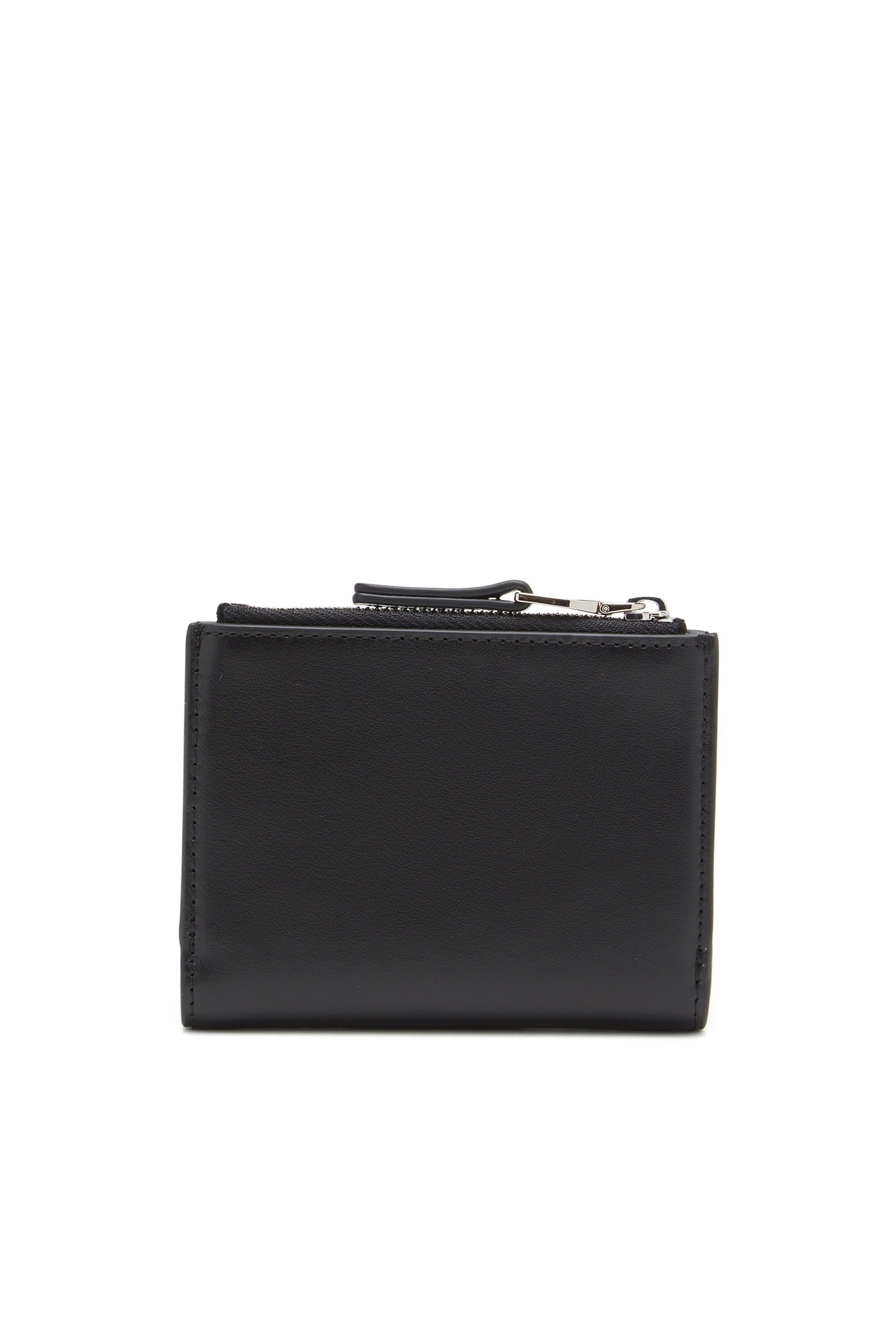 Portafoglio piccolo in pelle con placca logo Donna Nero Diesel