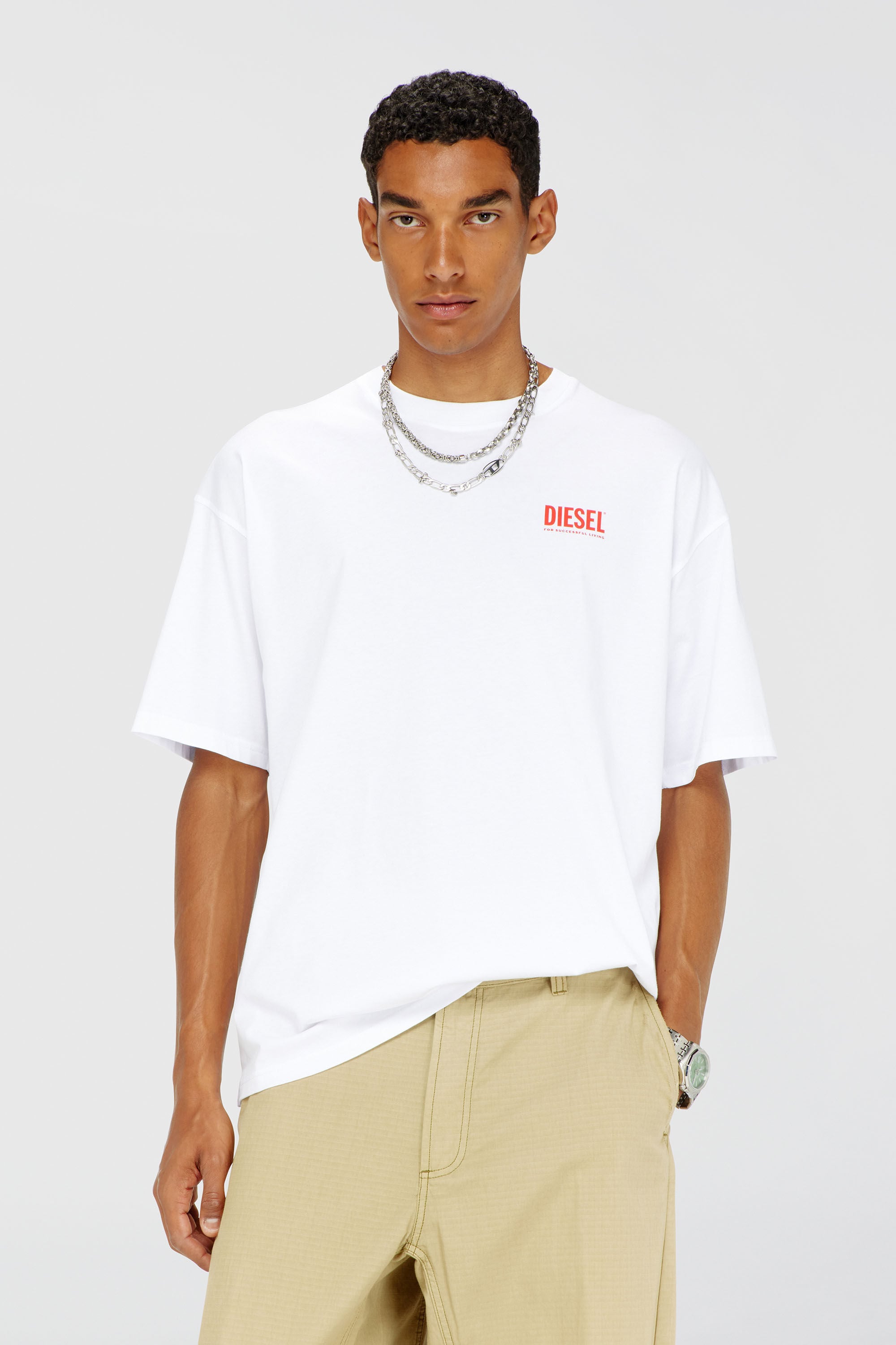 Diesel - T-BOXT-BISK, T-shirt in cotone con stampa Diesel Biscotto Uomo in Bianco - 3