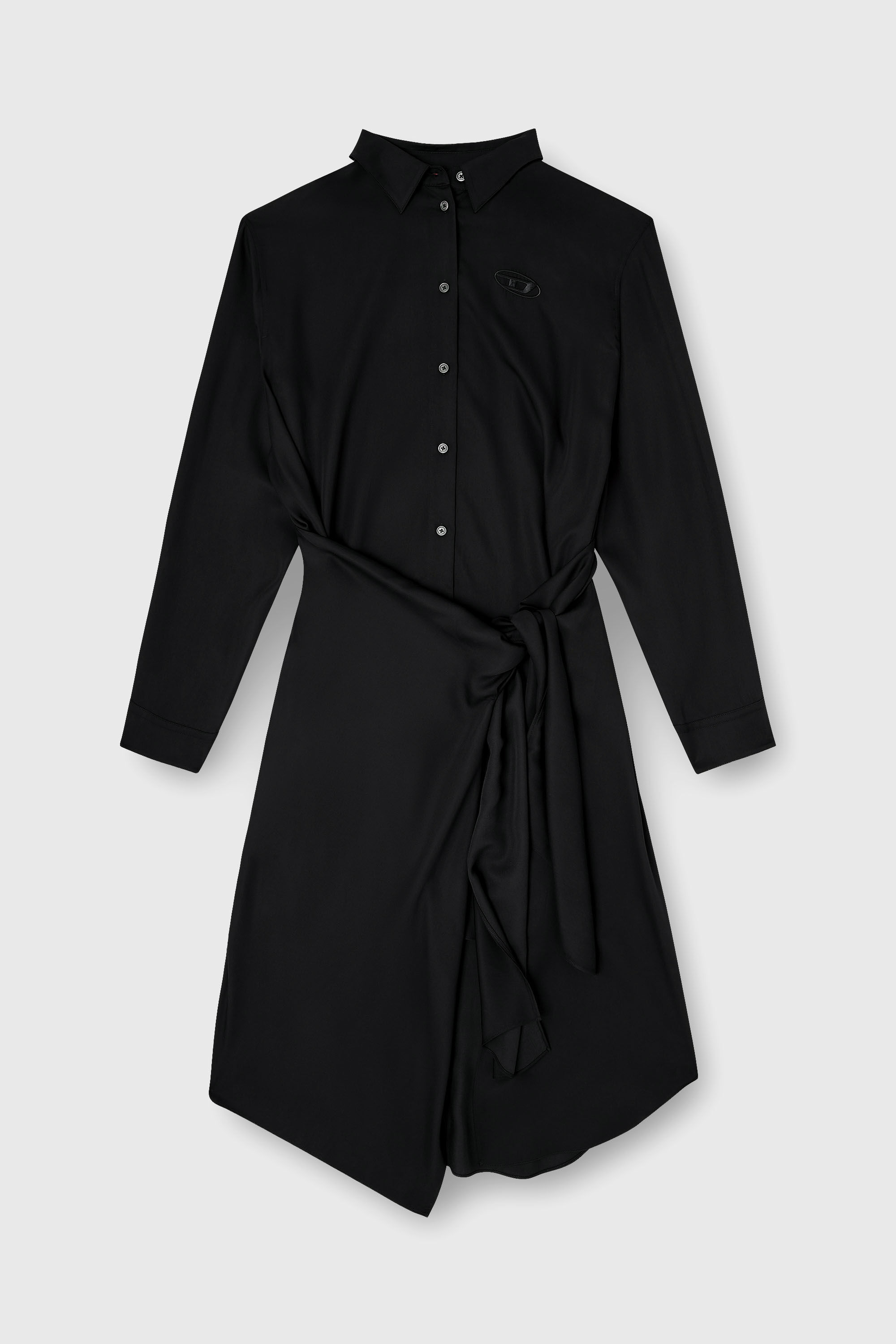 Diesel - D-ILETTA-S1, Abito a camicia midi con dettagli intrecciato Donna in Nero - 2