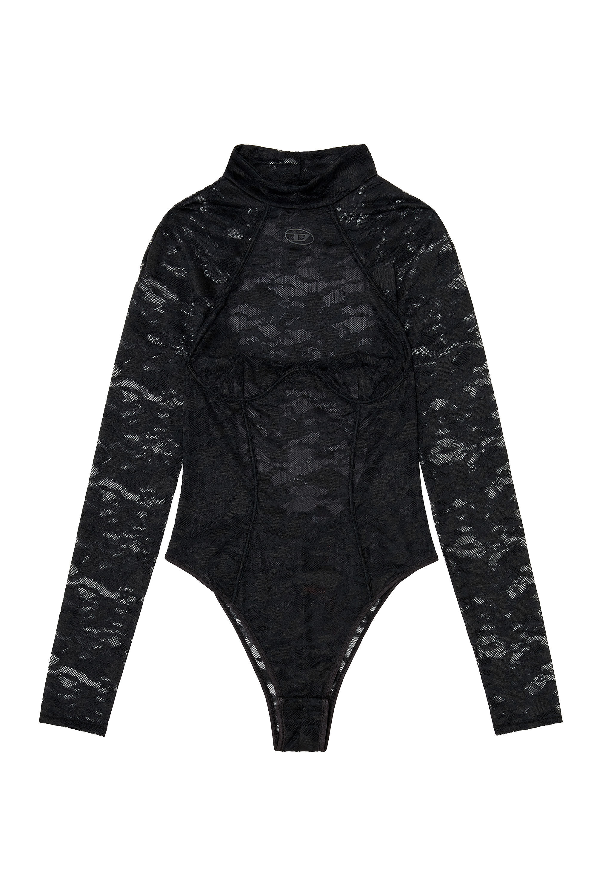 Diesel - VIVIAN-UTLT, Body in pizzo di nylon con schiena scoperta Donna in Nero - 2