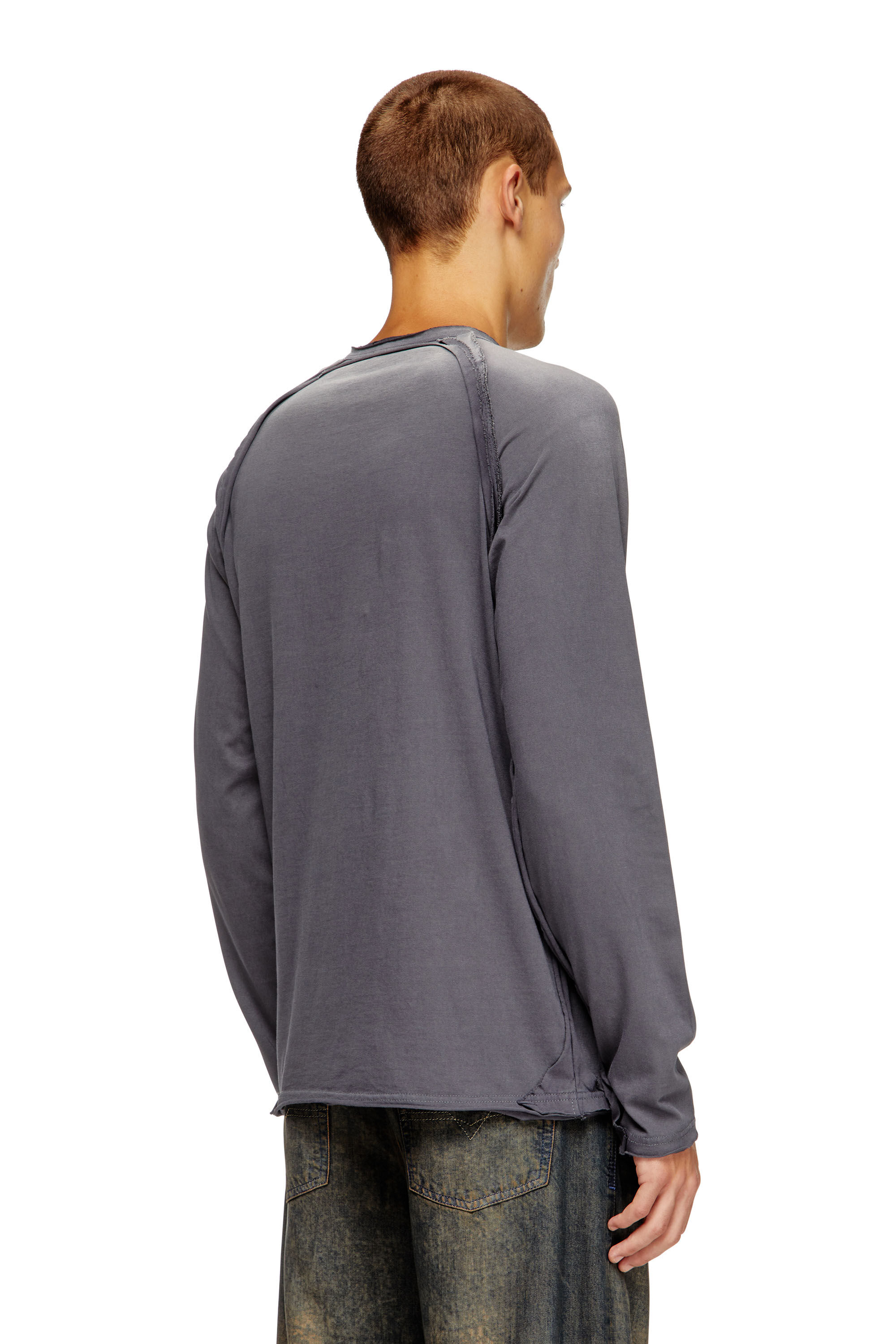Diesel - T-RAWGY, T-shirt a manica lunga con effetto peel-off Uomo in Grigio - 2