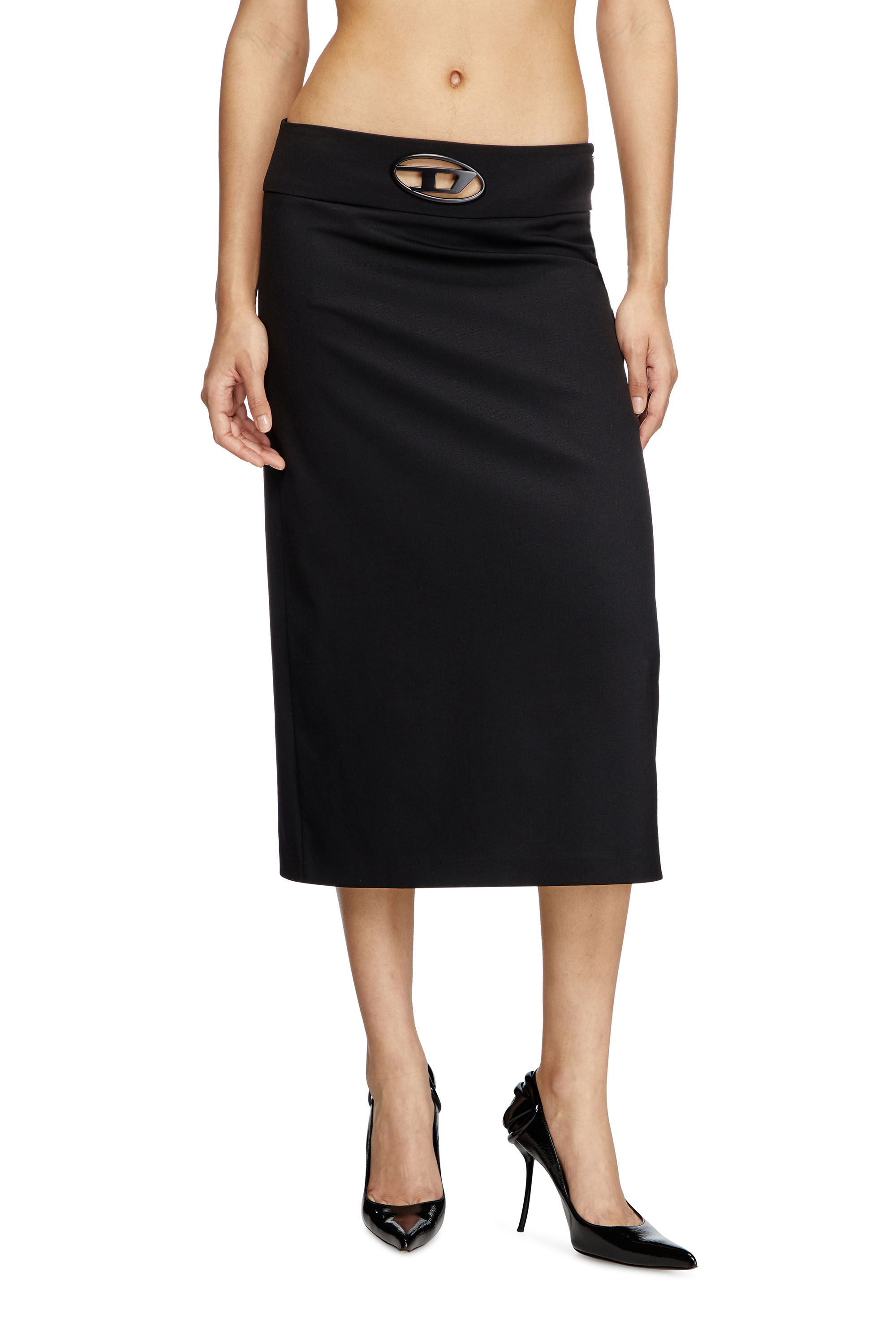Diesel - O-SEUS, Gonna midi A-line Donna in Nero - 3