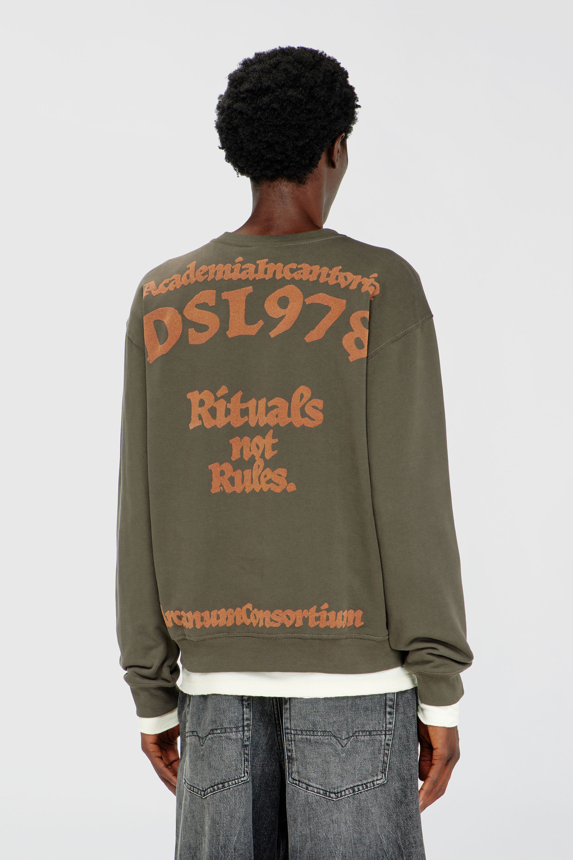 Diesel - S-NORM-AA4, Felpa con ricamo e stampa flock Uomo in Verde - 4