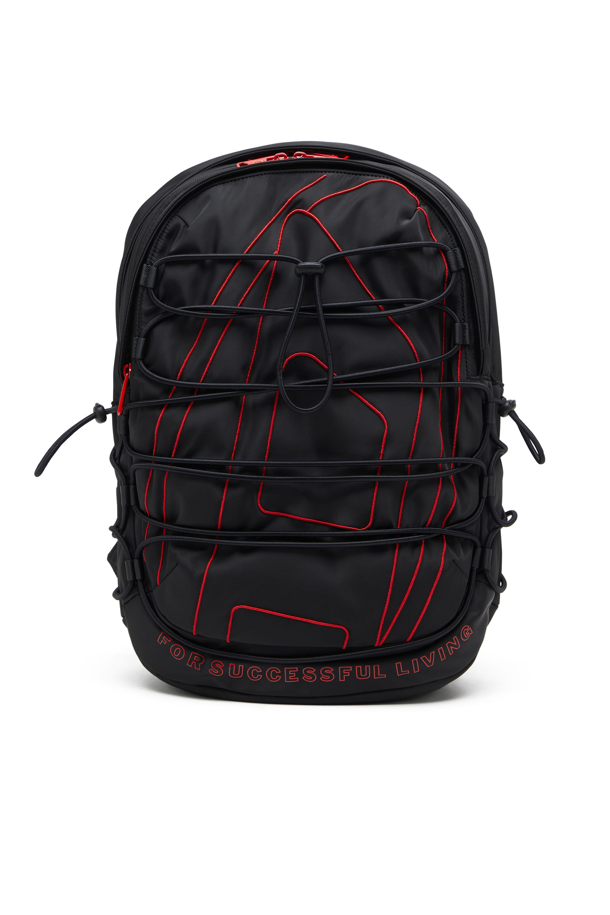 Diesel - TECH-D BACKPACK X, Tech-D-Zaino in nylon con ricamo Oval D Unisex in Nero - 1