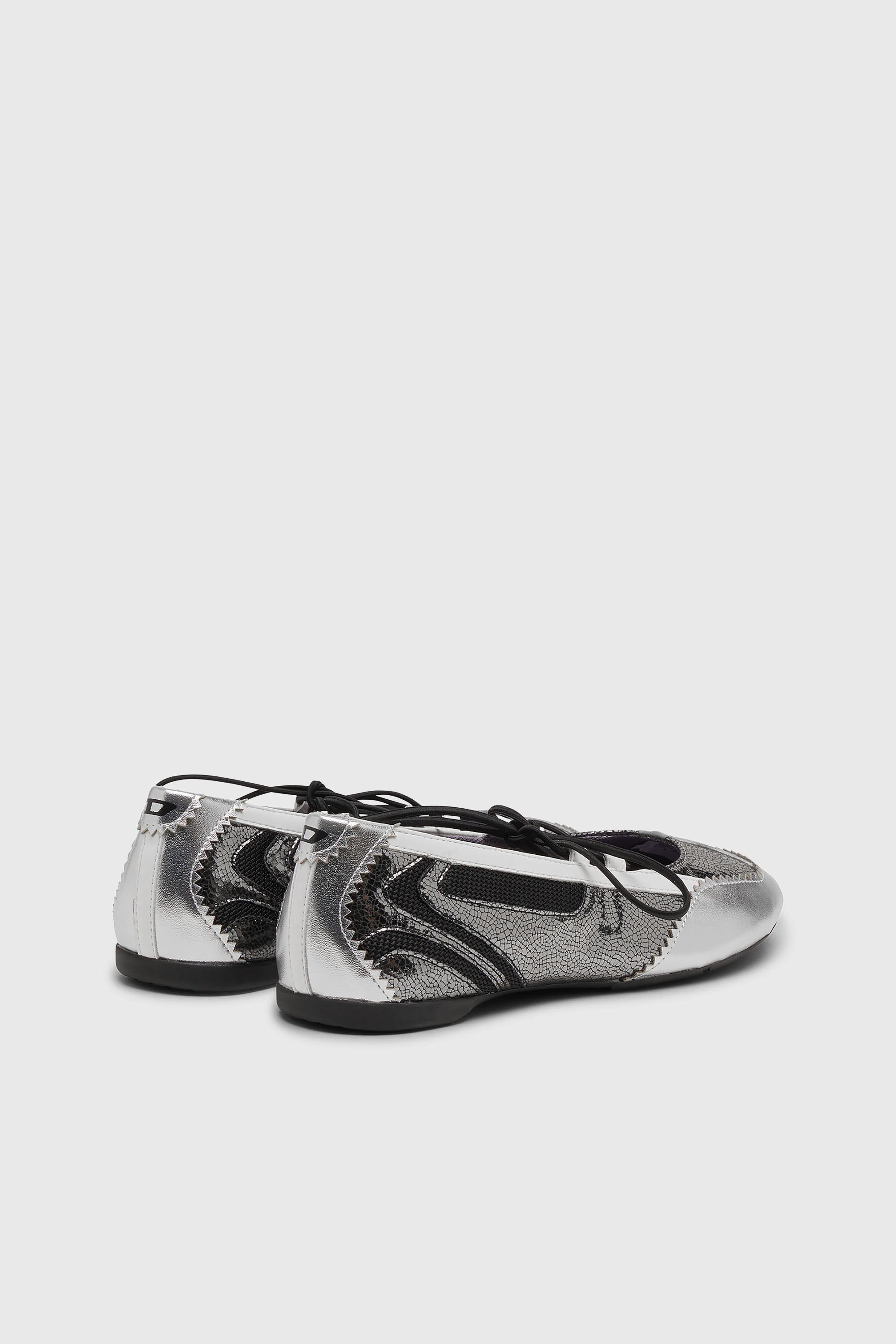 Diesel - D-MILE BALLERINA LACE UP W, D-Mile-Ballerine stringate metallizzate Donna in Argento - 3