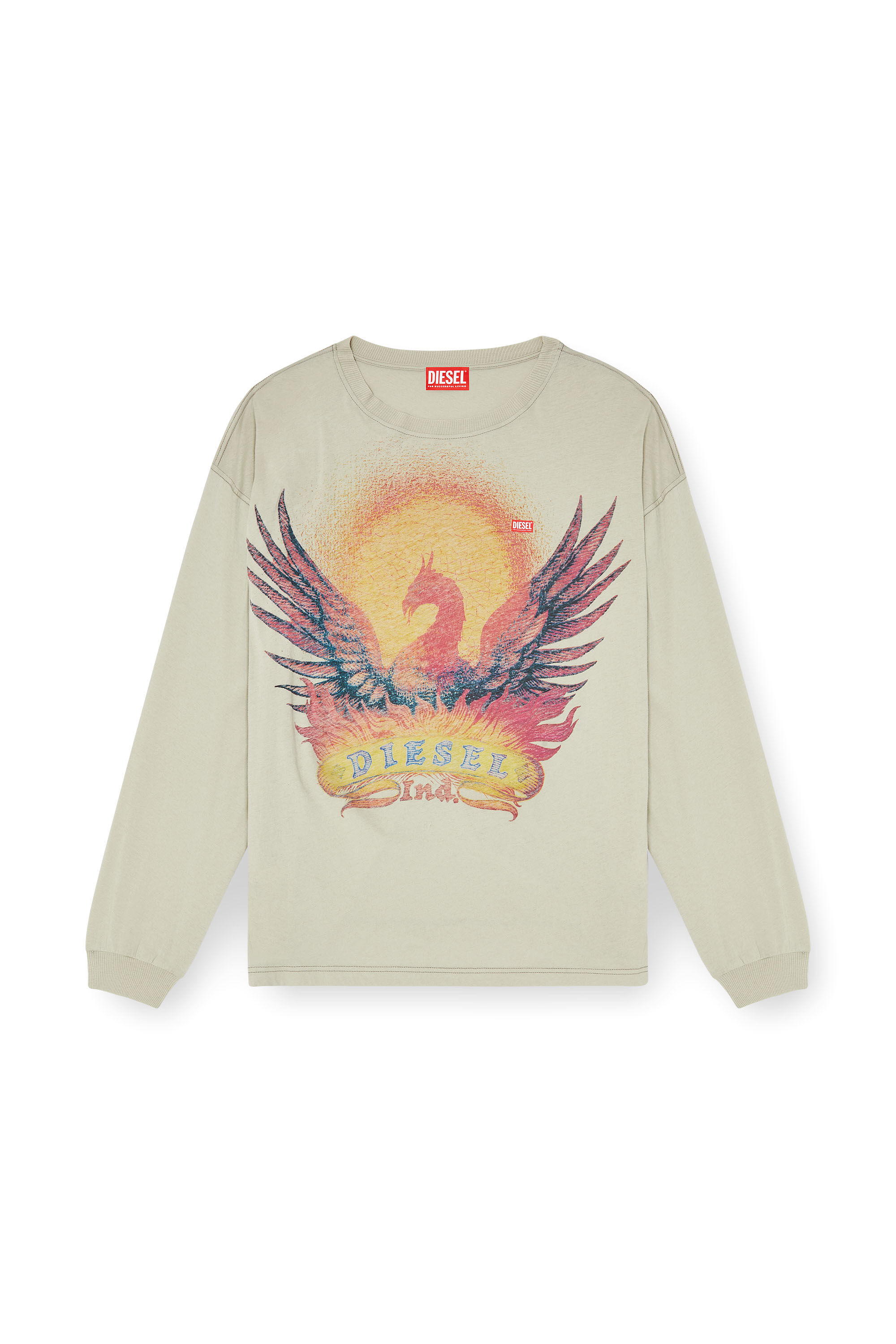 Diesel - T-BOXT-LS-AA1, T-shirt a manica lunga con grafica Phoenix Uomo in Beige - 2