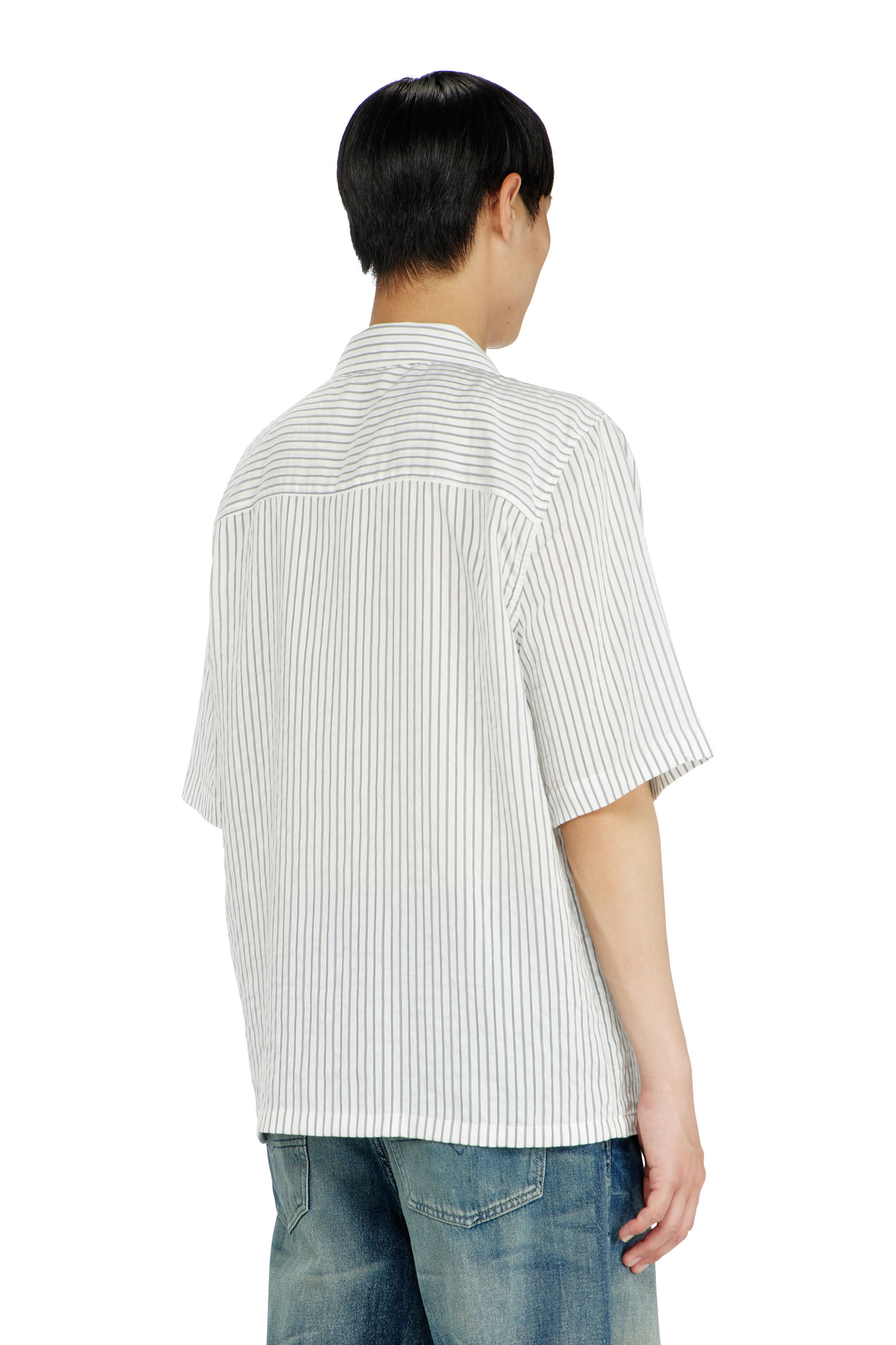 Diesel - S-MAC-EFBV, Camicia a manica corta in modal a righe sottili Uomo in Multicolor - 4