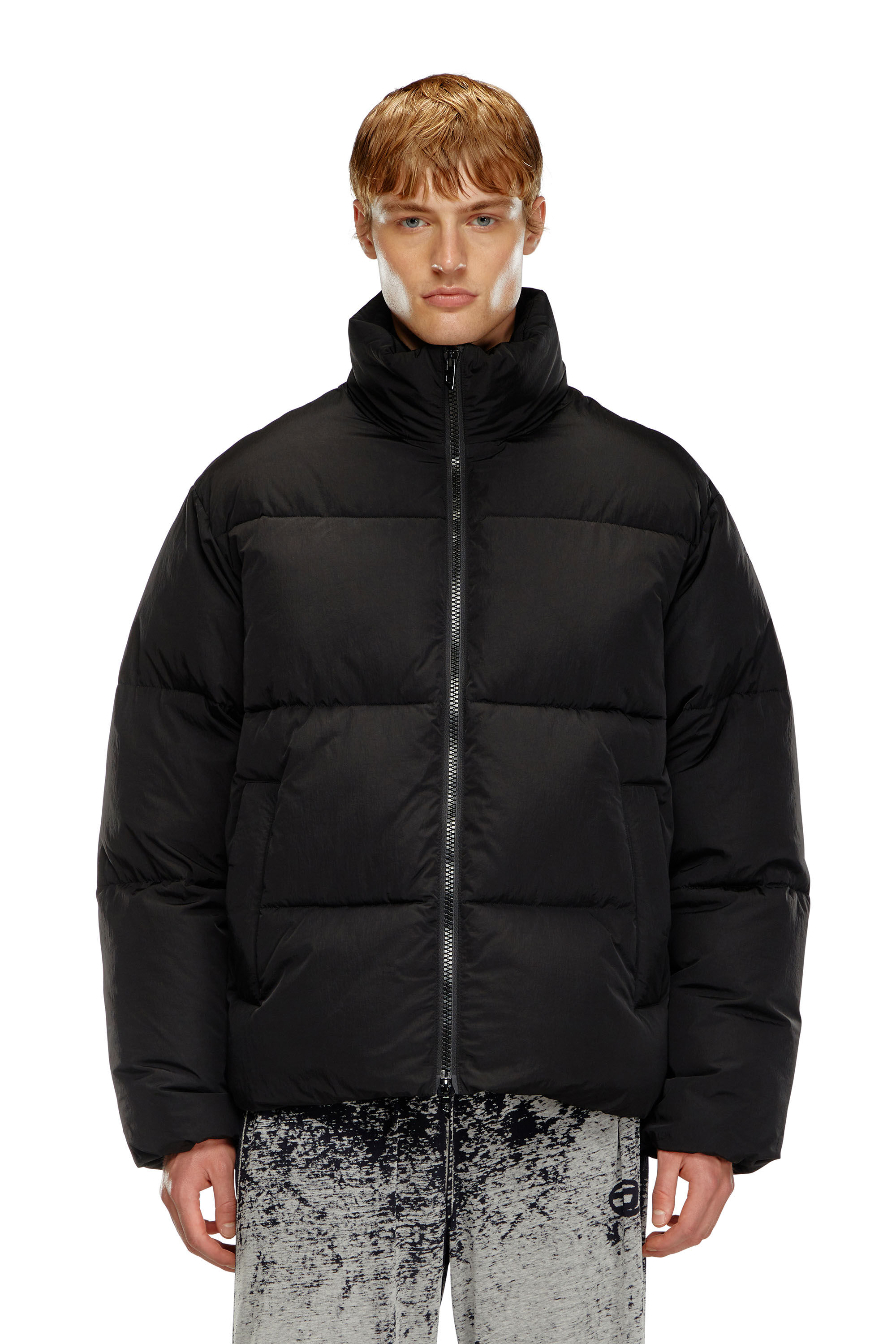 Piumino con cappuccio in nylon Uomo Nero Diesel