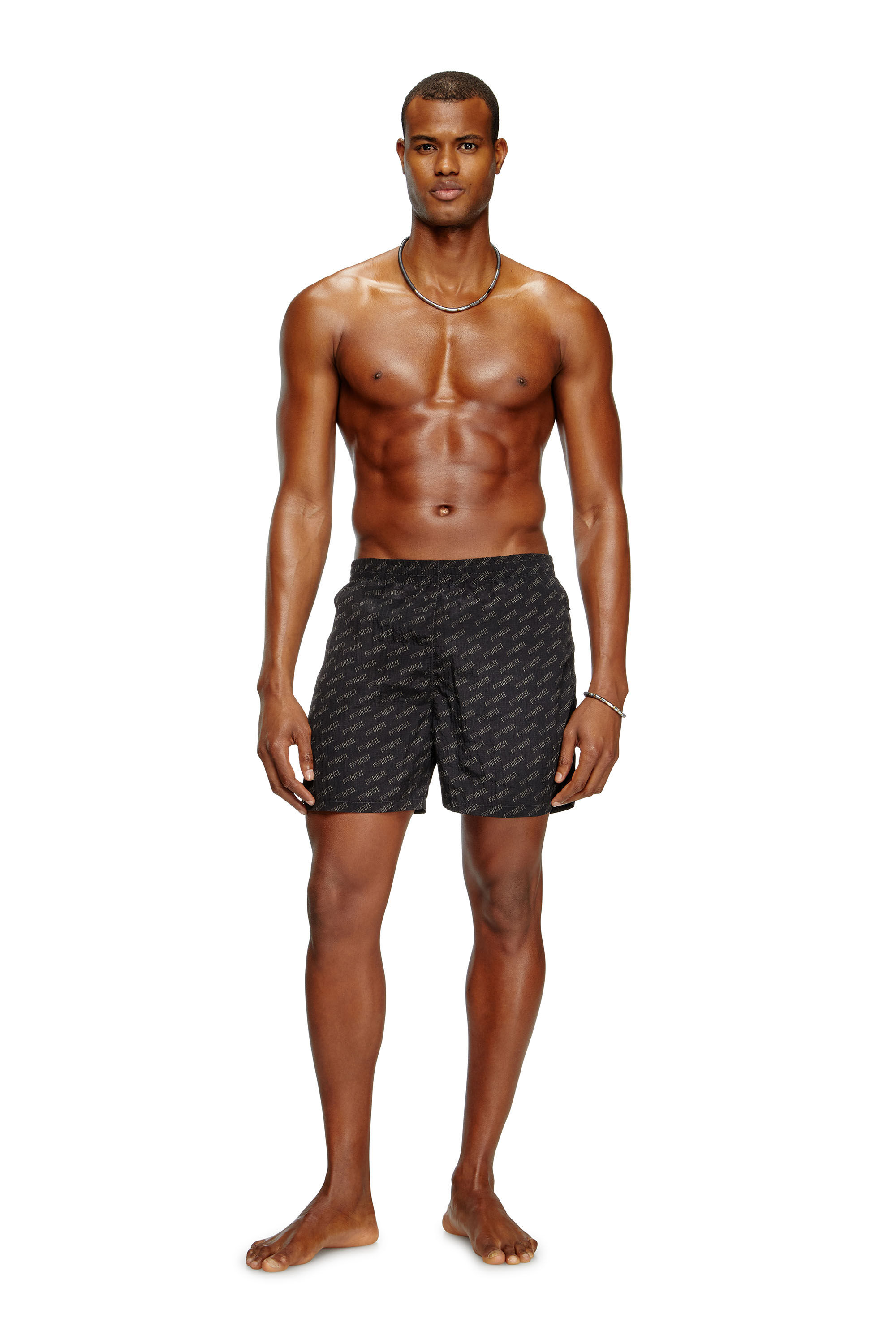 Diesel - DANIEL-41-MONO-UTLT, Pantaloncini da mare con logo all-over Uomo in Nero - 2