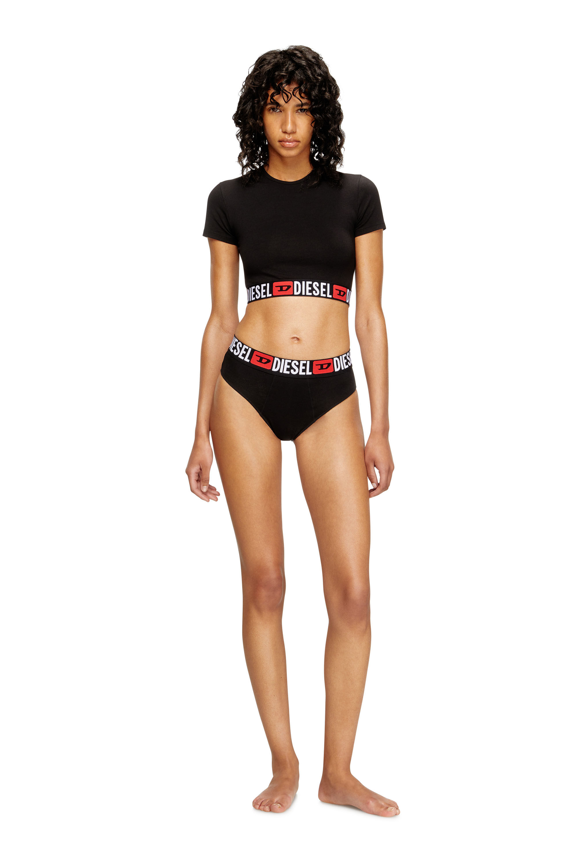 Diesel - IRMA-D-CORE, Crop top con fascia logo Donna in Nero - 1