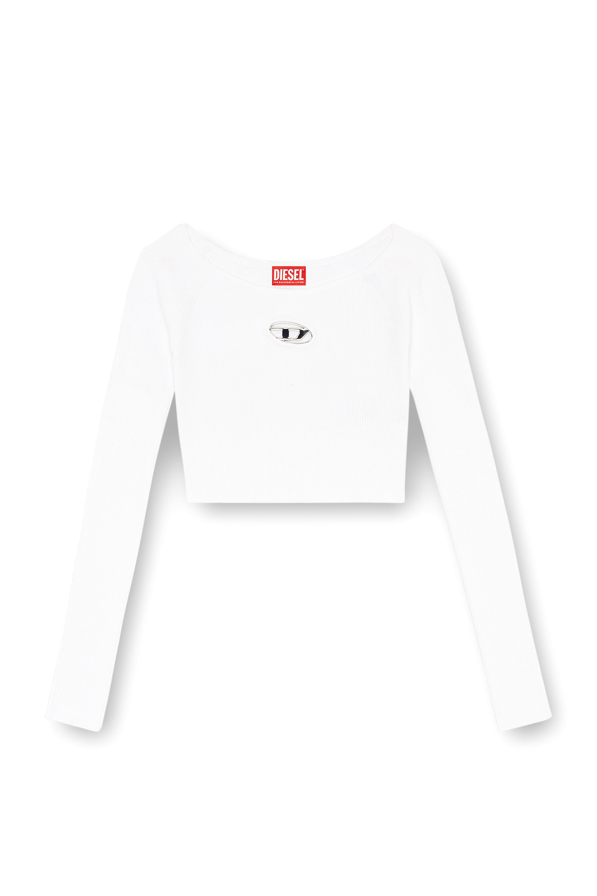 ◆DIESEL◆ M Vera T-shirt White A141890DLAX100 A141890DLAX10 Women's Off-the-shoulder top in ribbed knit | White | Diesel