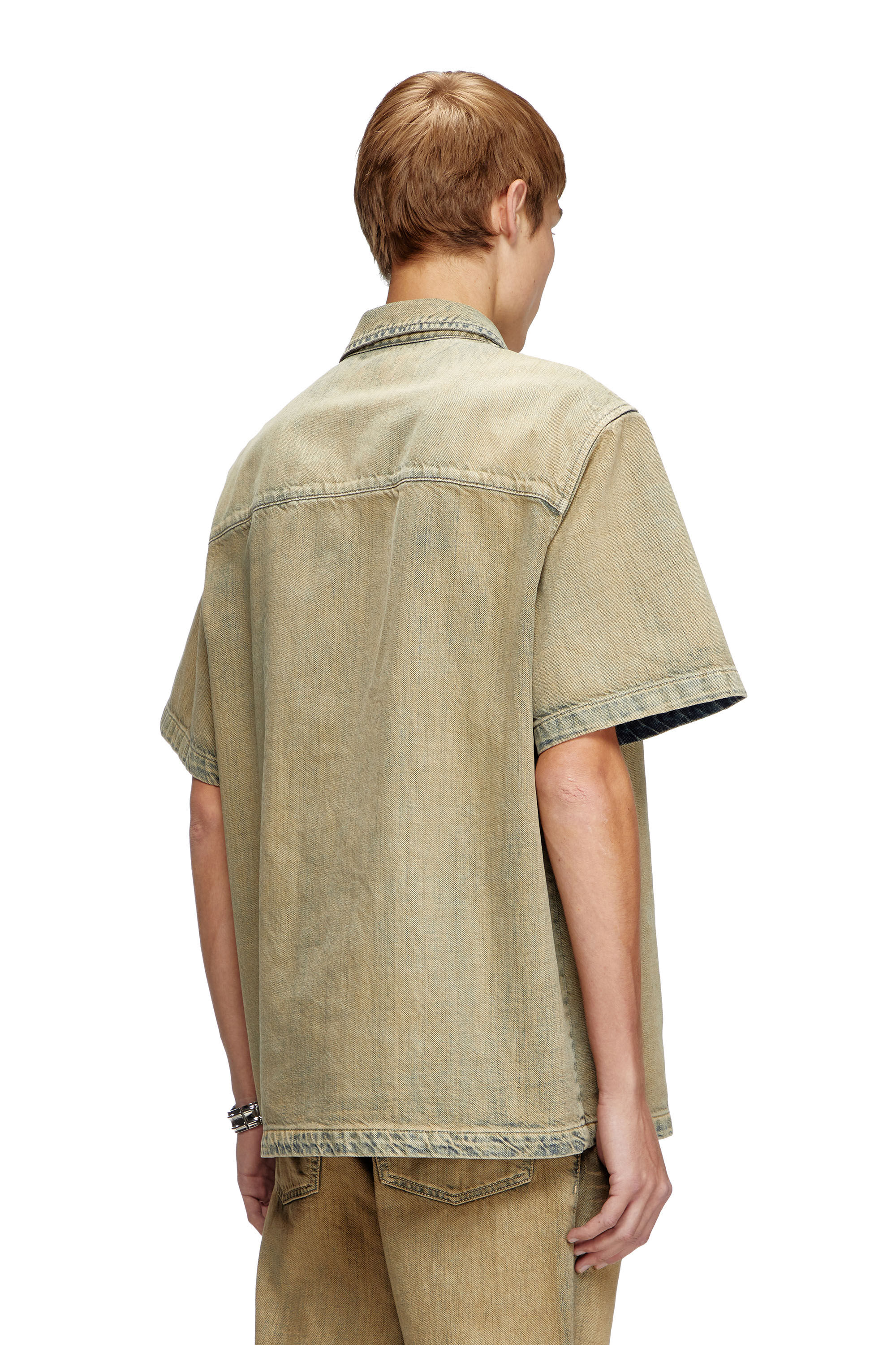 Men's Bowling shirt in gold-brush denim | Beige | Diesel