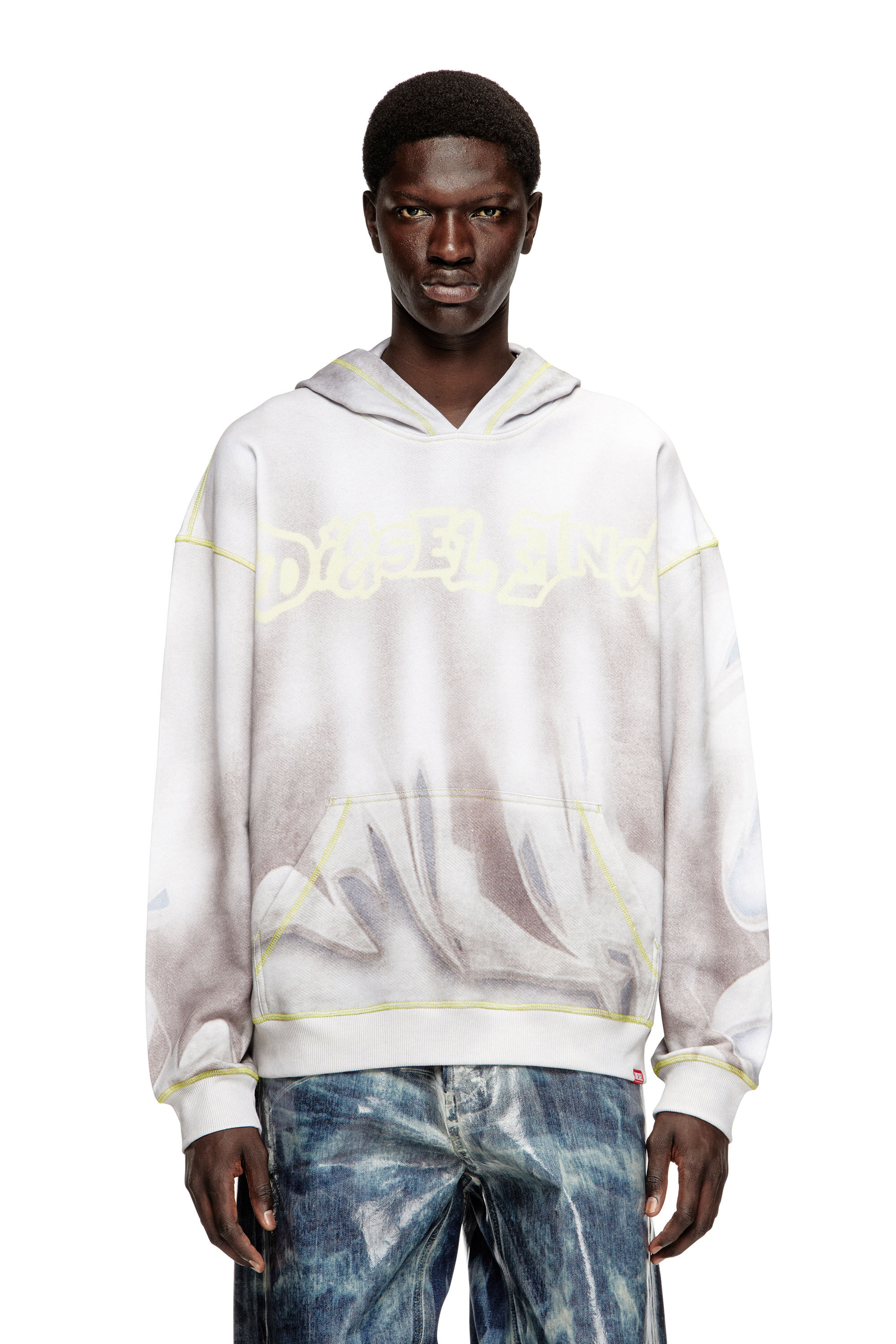 Men's Hoodie with graffiti print | Grey | Diesel
