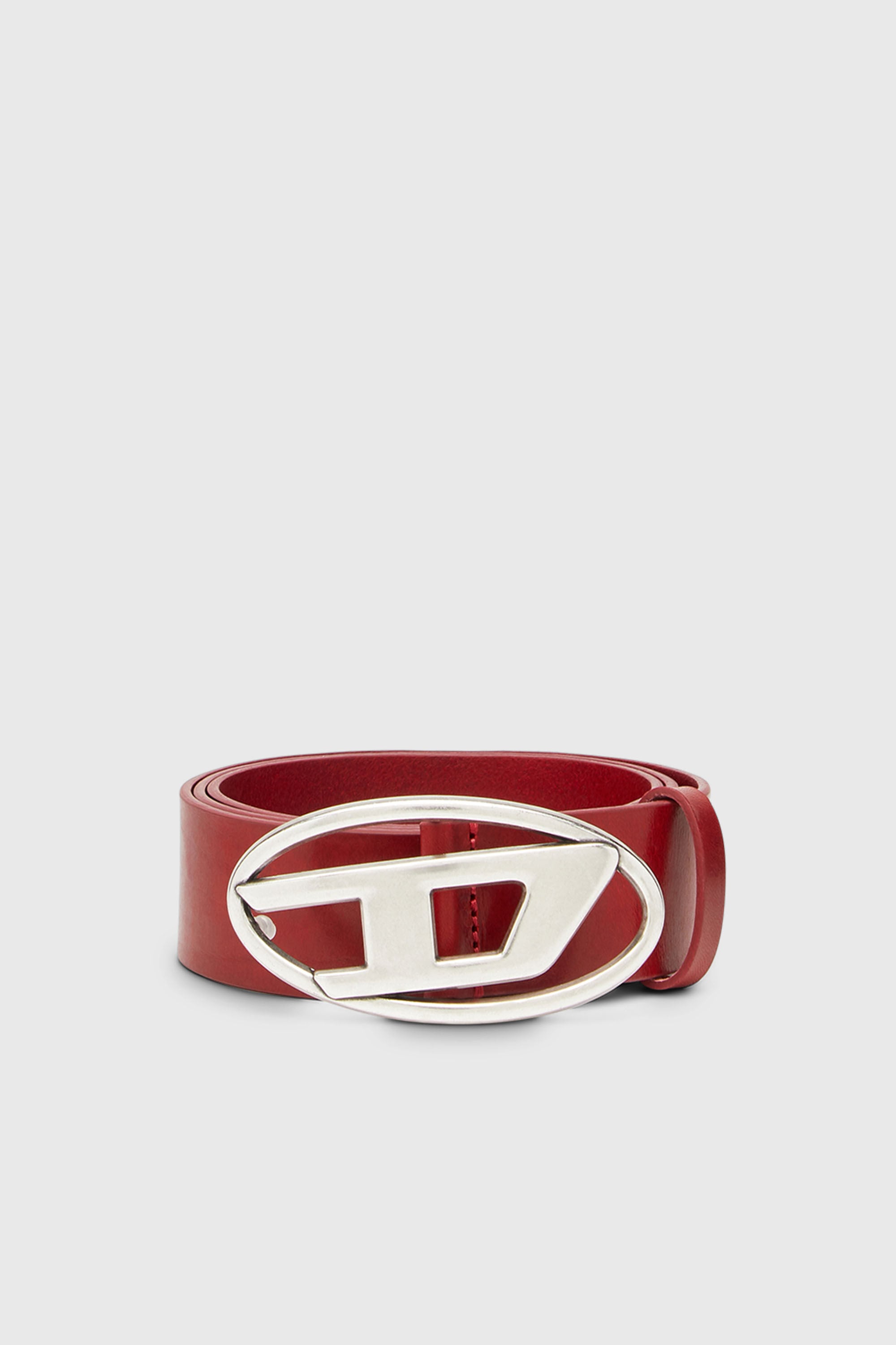 Diesel - B-1DR, Cintura 3.9 cm in pelle con fibbia a D Uomo in Rosso - 1