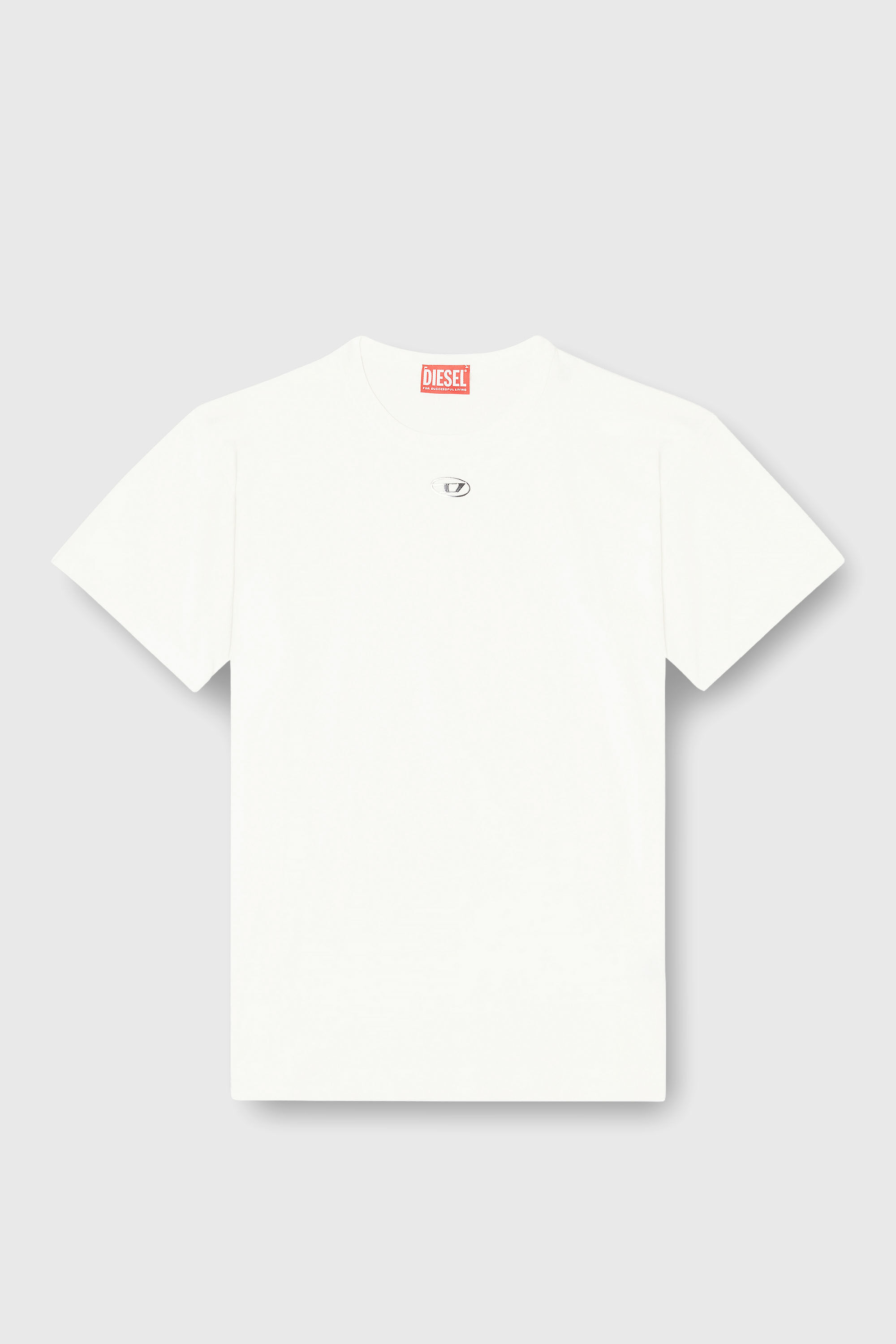 Diesel - T-NORMY-OD-S1, T-shirt in cotone con Oval D metallizzato Donna in Bianco - 2