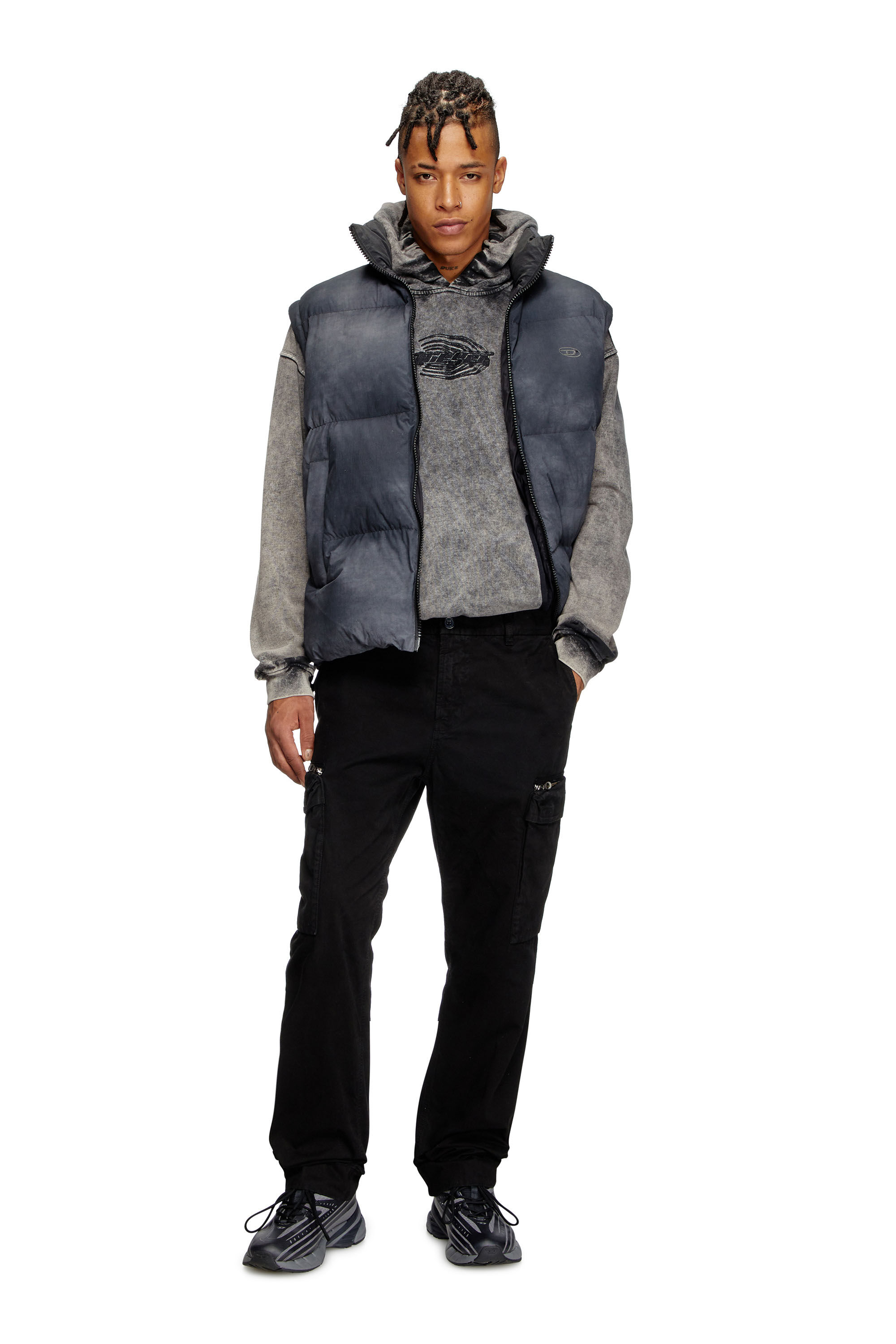 Diesel - P-YE, Pantaloni in twill vellutato sfumato Uomo in Nero - 1