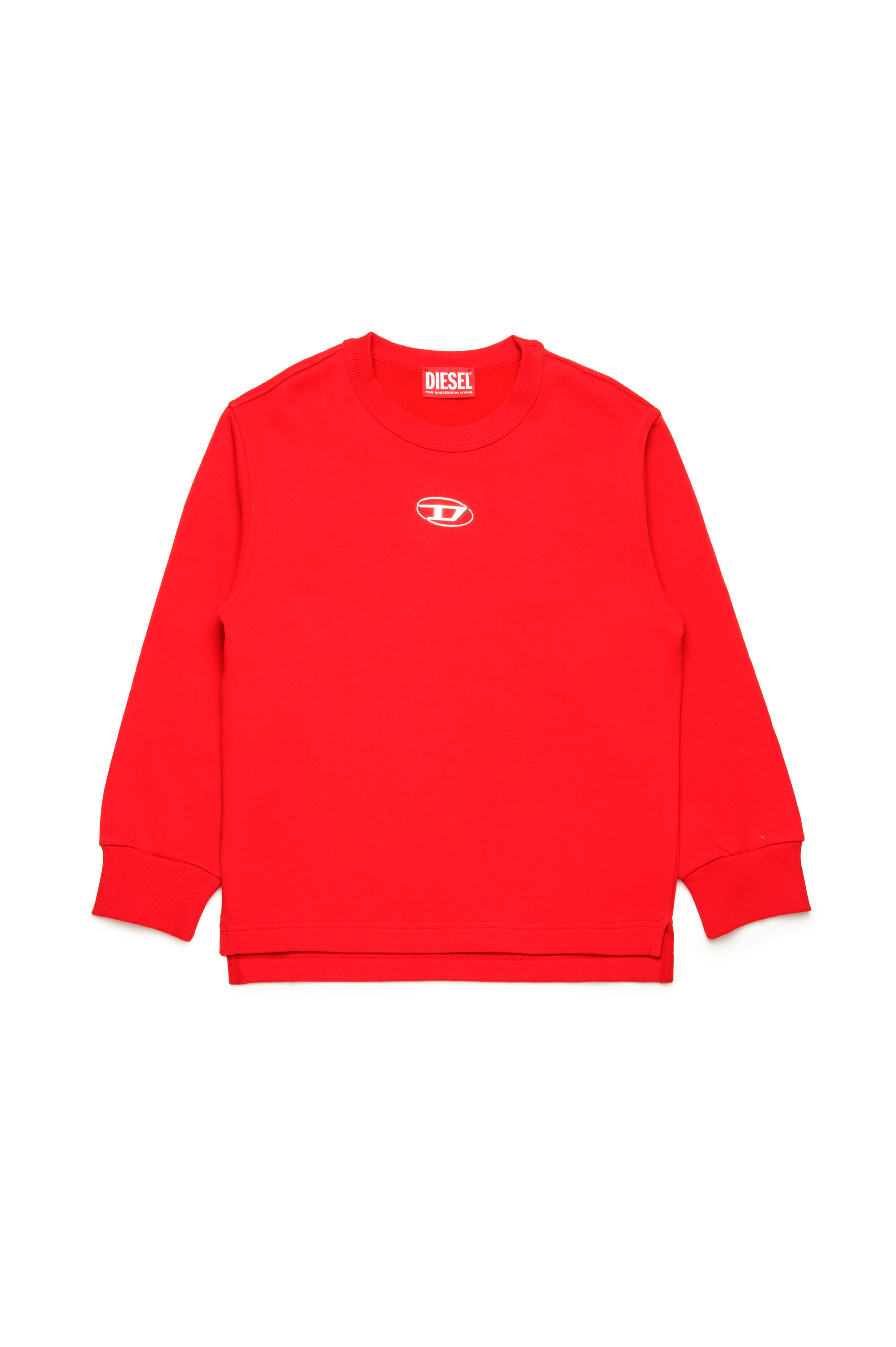 Diesel - SMACSISOD OVER, Felpa con logo Oval D effetto metallo Uomo in Rosso - 1