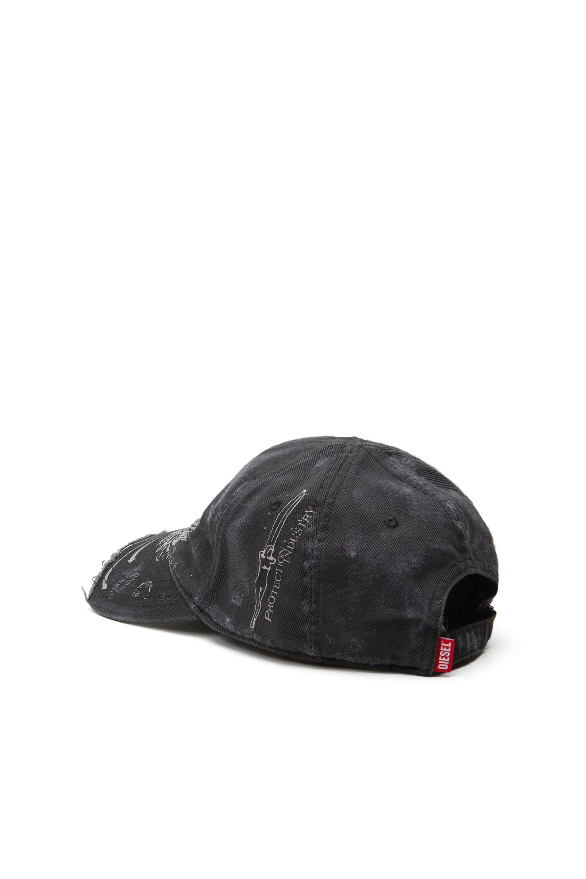 Diesel - C-FENIX, Cappello da baseball distressed e iconica stampa fenice Uomo in Nero - 2