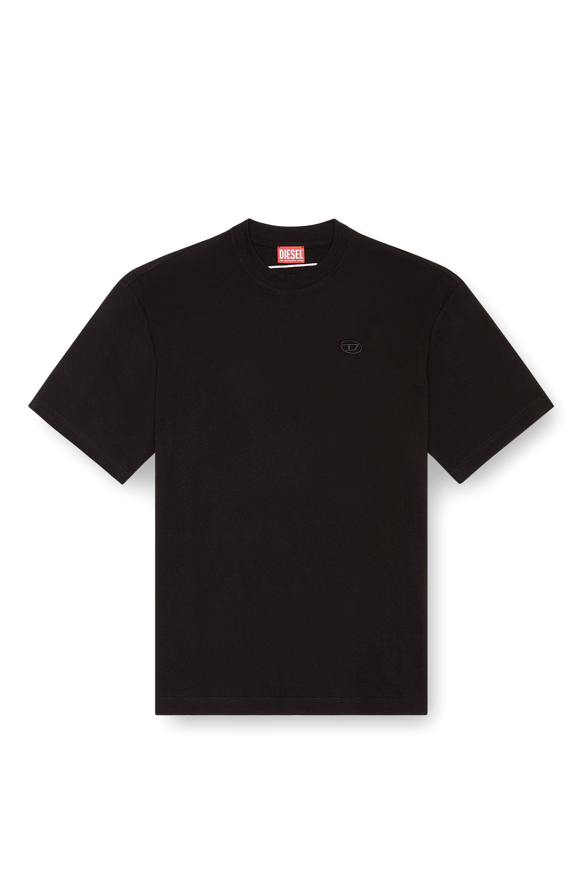 Diesel - T-BOGGY-MEGOVAL-D, T-shirt con maxi-ricamo oval D Uomo in Nero - 2