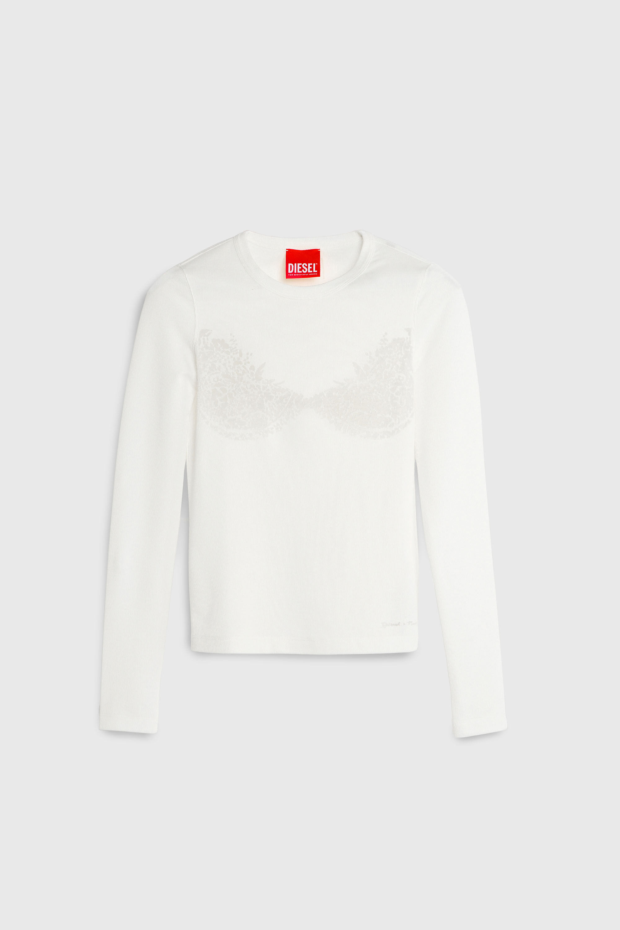 Diesel - PR-T-MOKKI-LS-R, Top con effetto pizzo devor&eacute; Donna in Bianco - 2