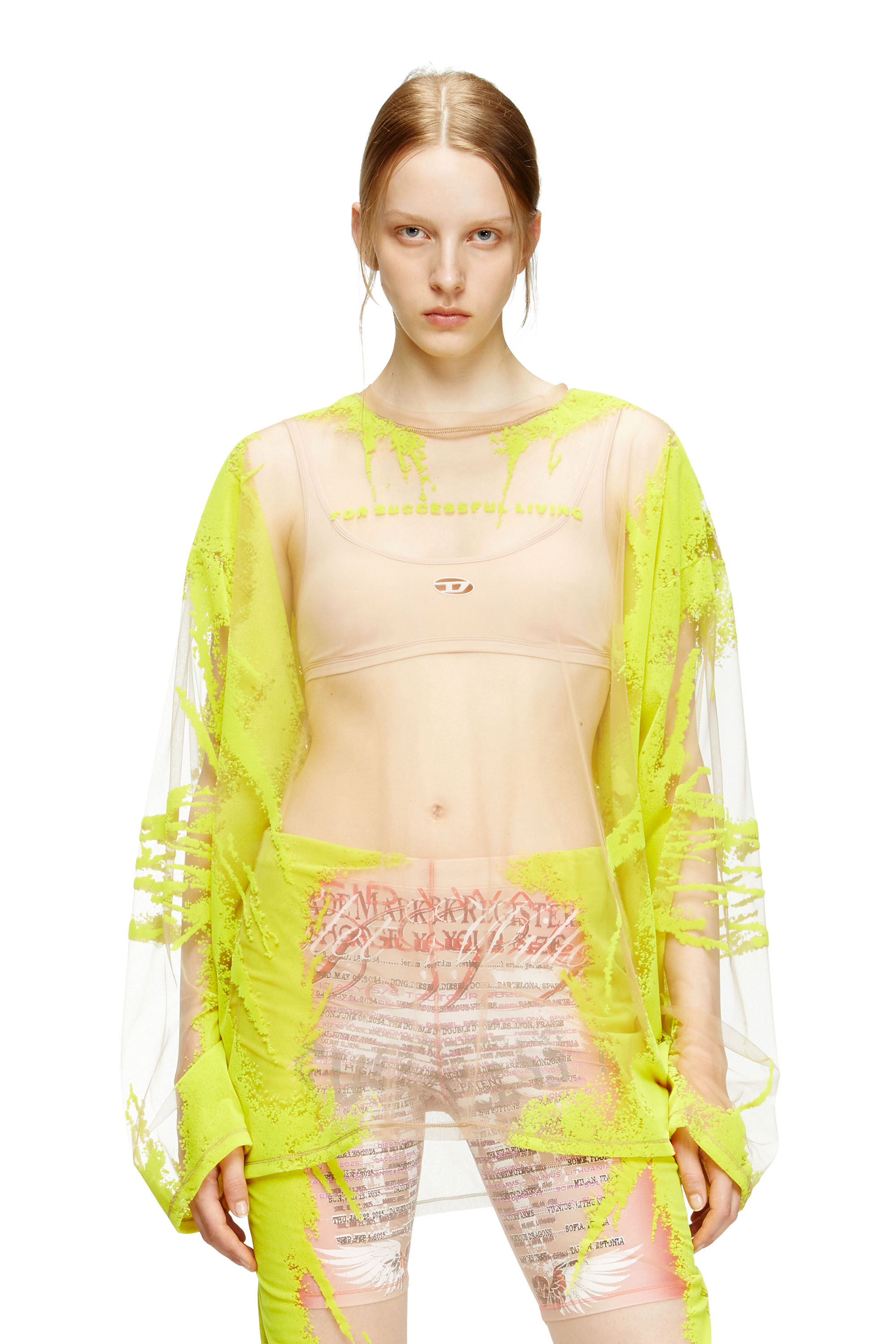 Diesel - T-HASSAN-LS-A, T-shirt a maniche lunghe in nylon con stampa DJ Unisex in Giallo - 5