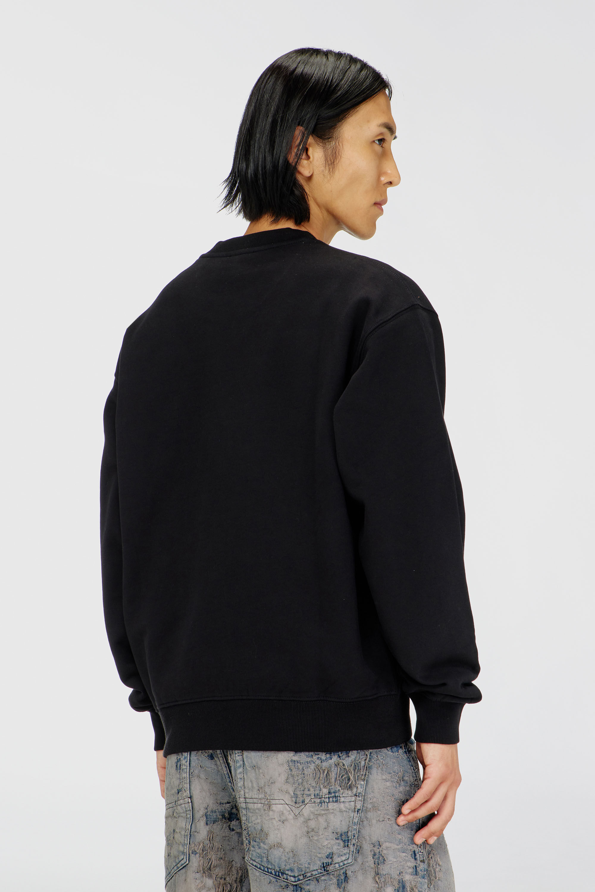 Diesel - S-LUK-R-T92, Maglia in cotone con ricamo Oval D tono su tono Uomo in Nero - 4
