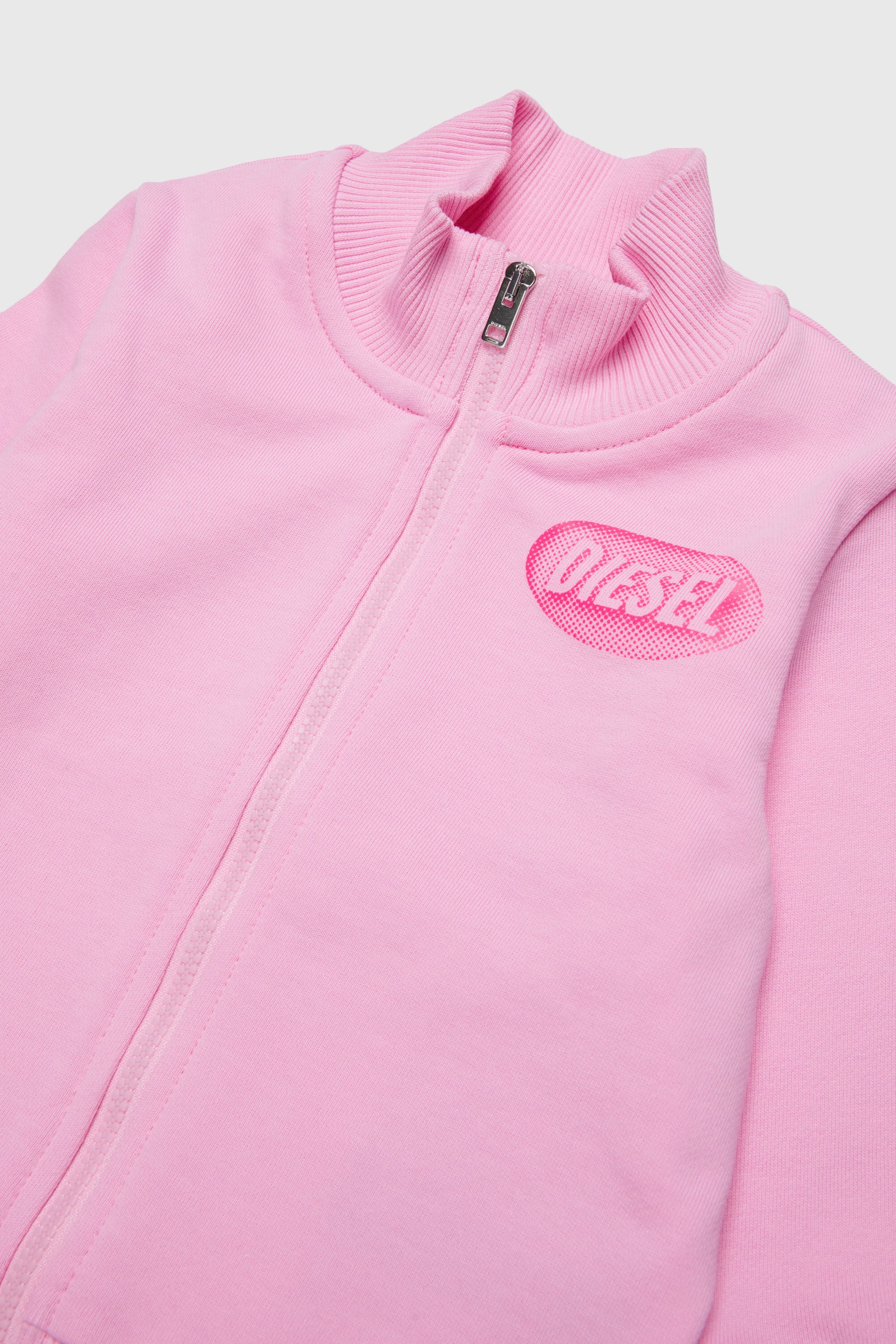 Diesel - SDSELZIPB, Felpa con zip e stampa logo Unisex in Rosa - 3