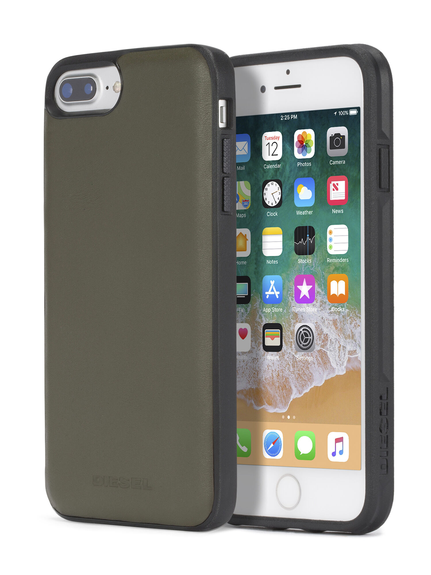 Diesel - OLIVE GREEN LEATHER IPHONE X CASE, Cover in pelle verde oliva, iPhone X Unisex in Verde - 1