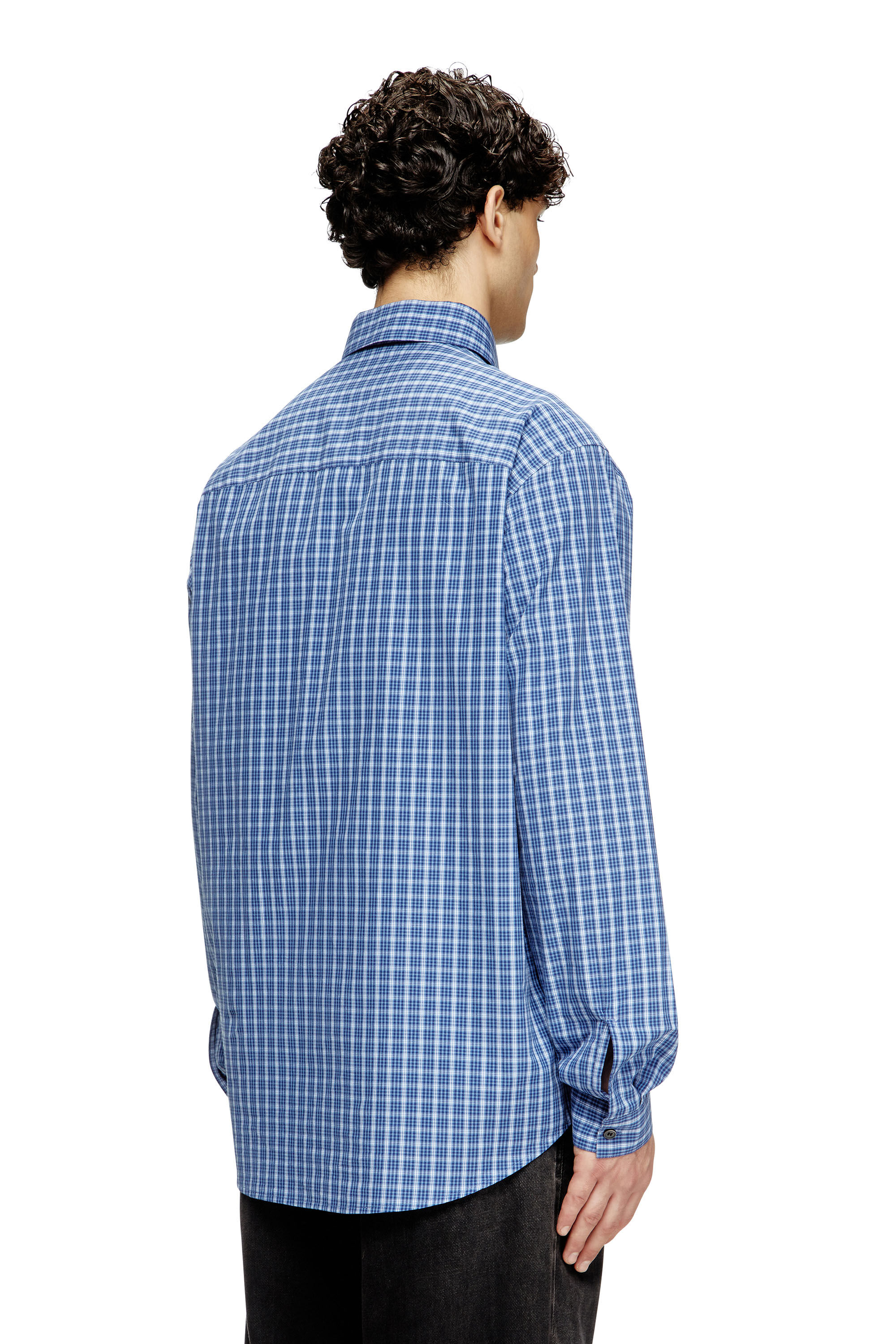 Diesel - S-SIMPLY-DLBV, Camicia a quadretti con Oval D ricamato Uomo in Blu - 3