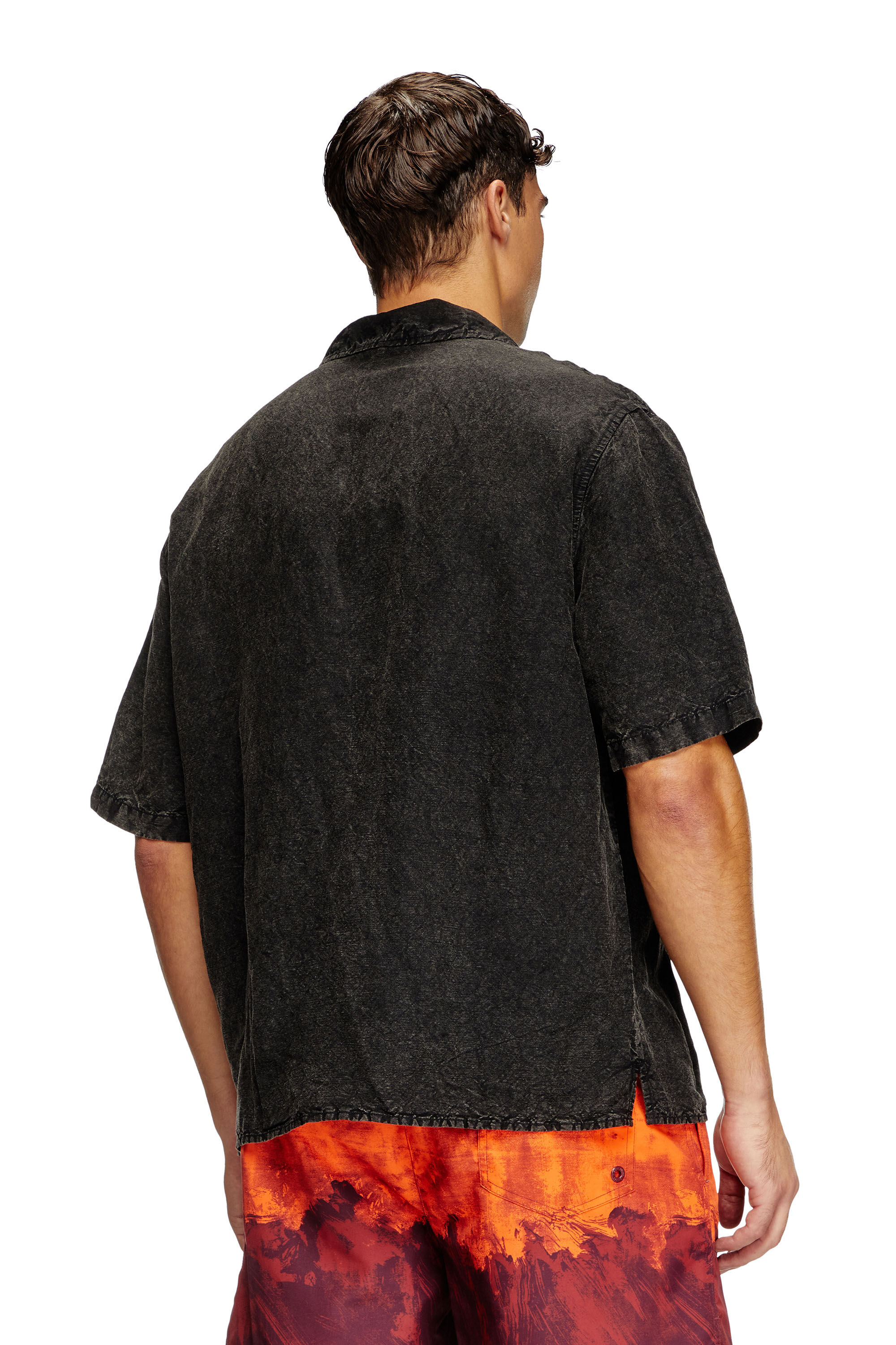 Diesel - CHARLES-D-POP, Camicia da mare in misto lino Uomo in Nero - 3