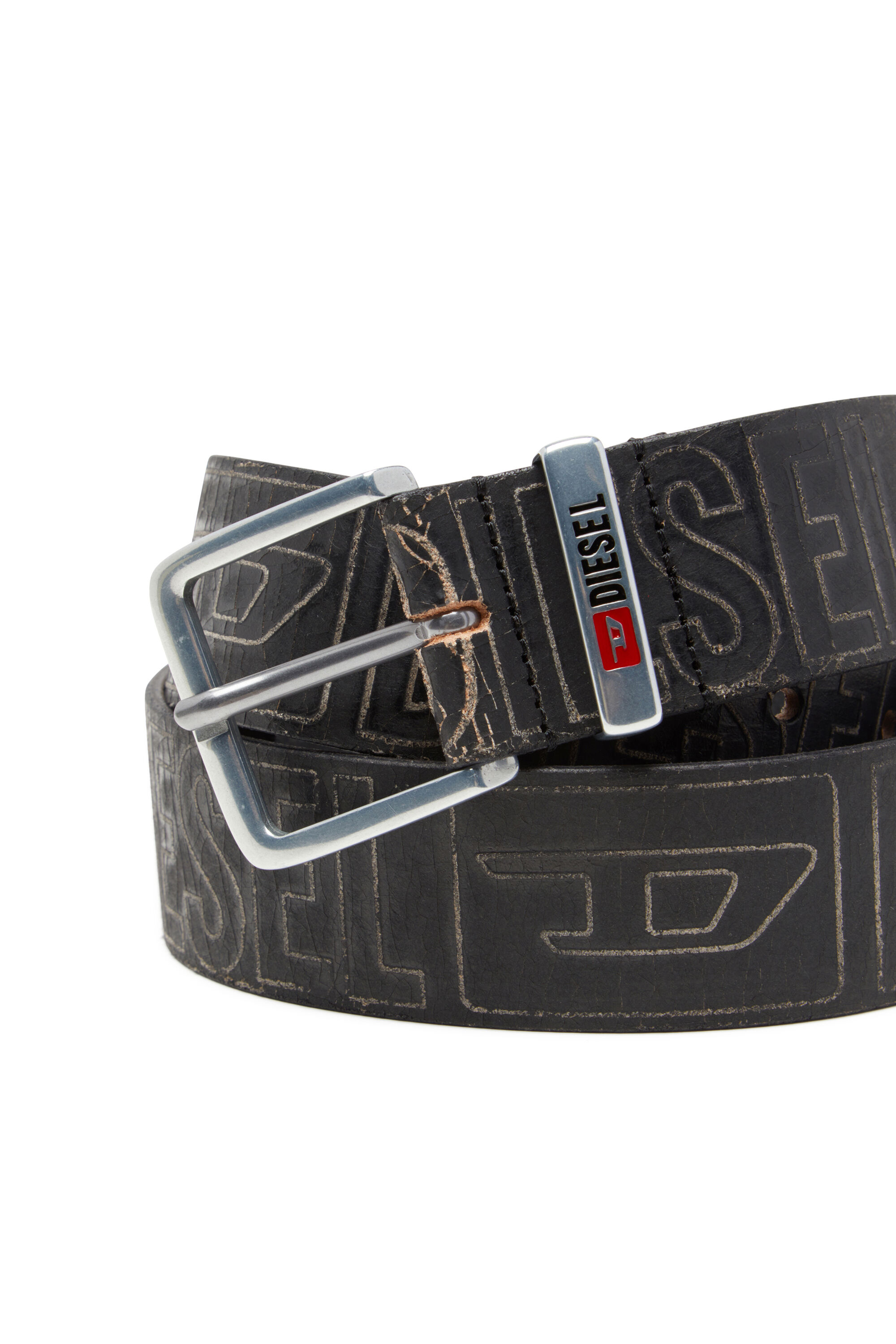 Diesel - B-BISCOTTO OUTLINE, Cintura 4 cm in pelle con logo Uomo in Nero - 3