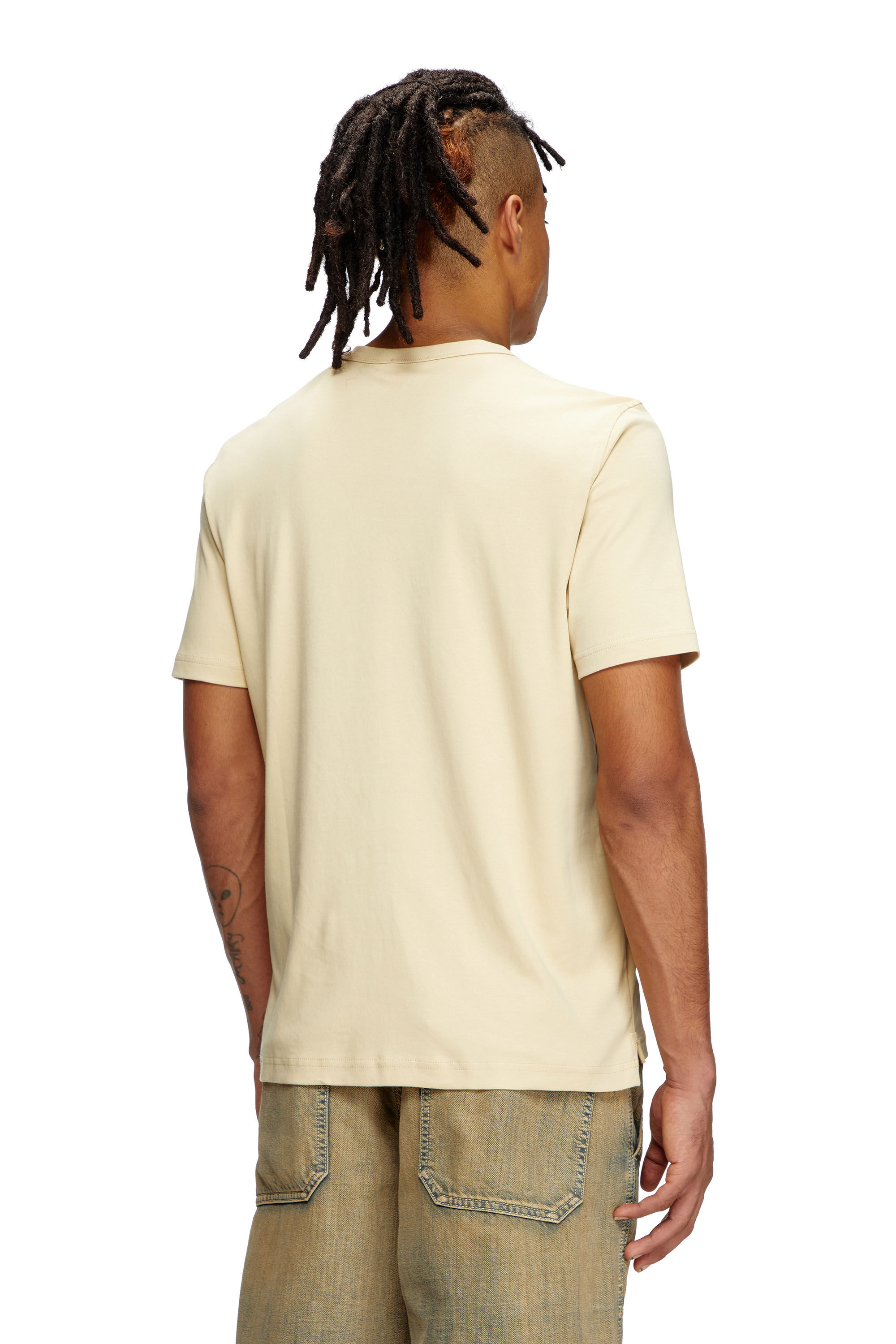 Diesel - T-ADJUST-SLITS-R17, T-shirt con logo ricamato in tono Uomo in Beige - 4