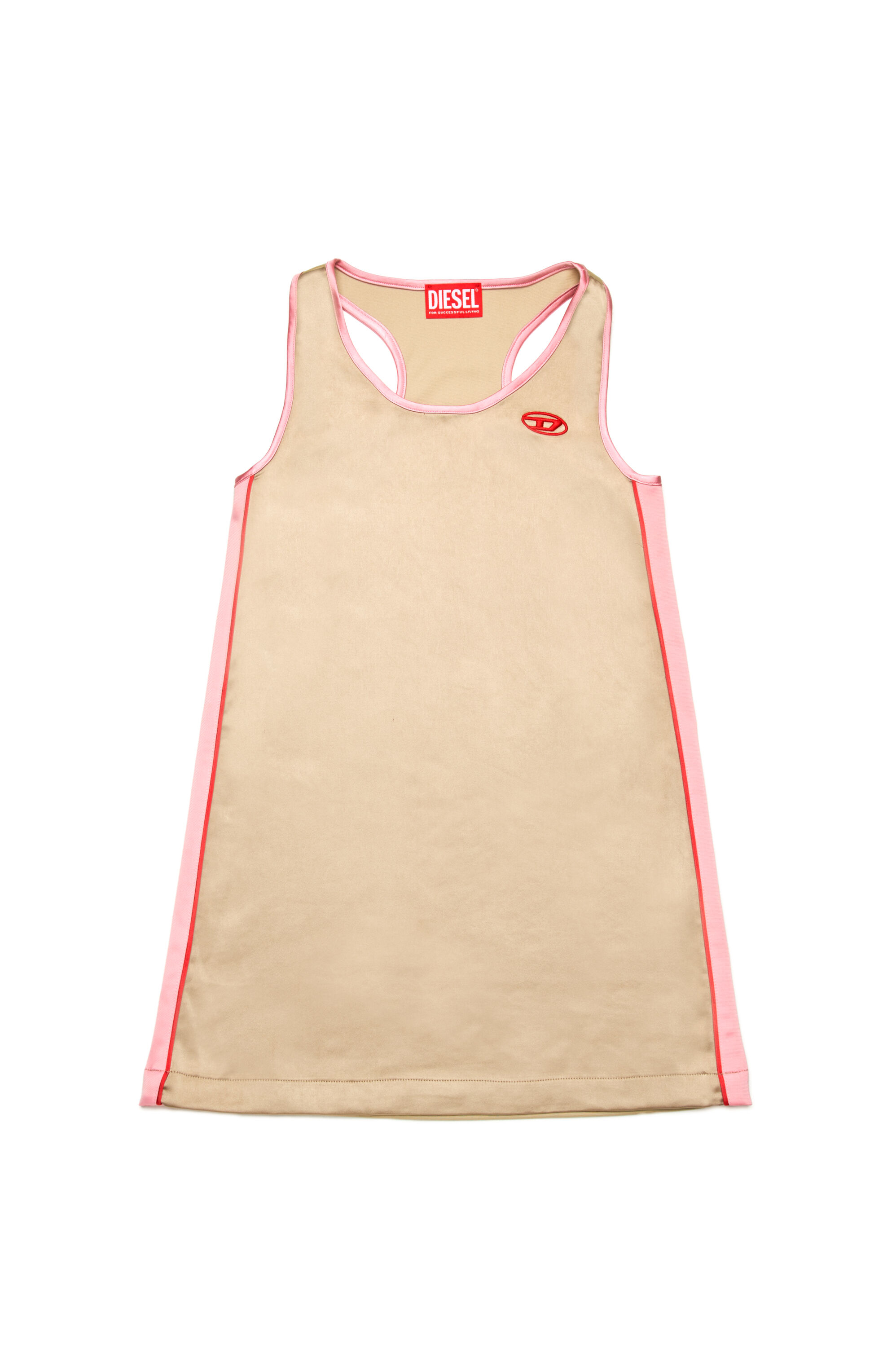 Diesel - DARLYN, Abito con scollatura racer posteriore in cotone e raso Donna in Marrone - 1