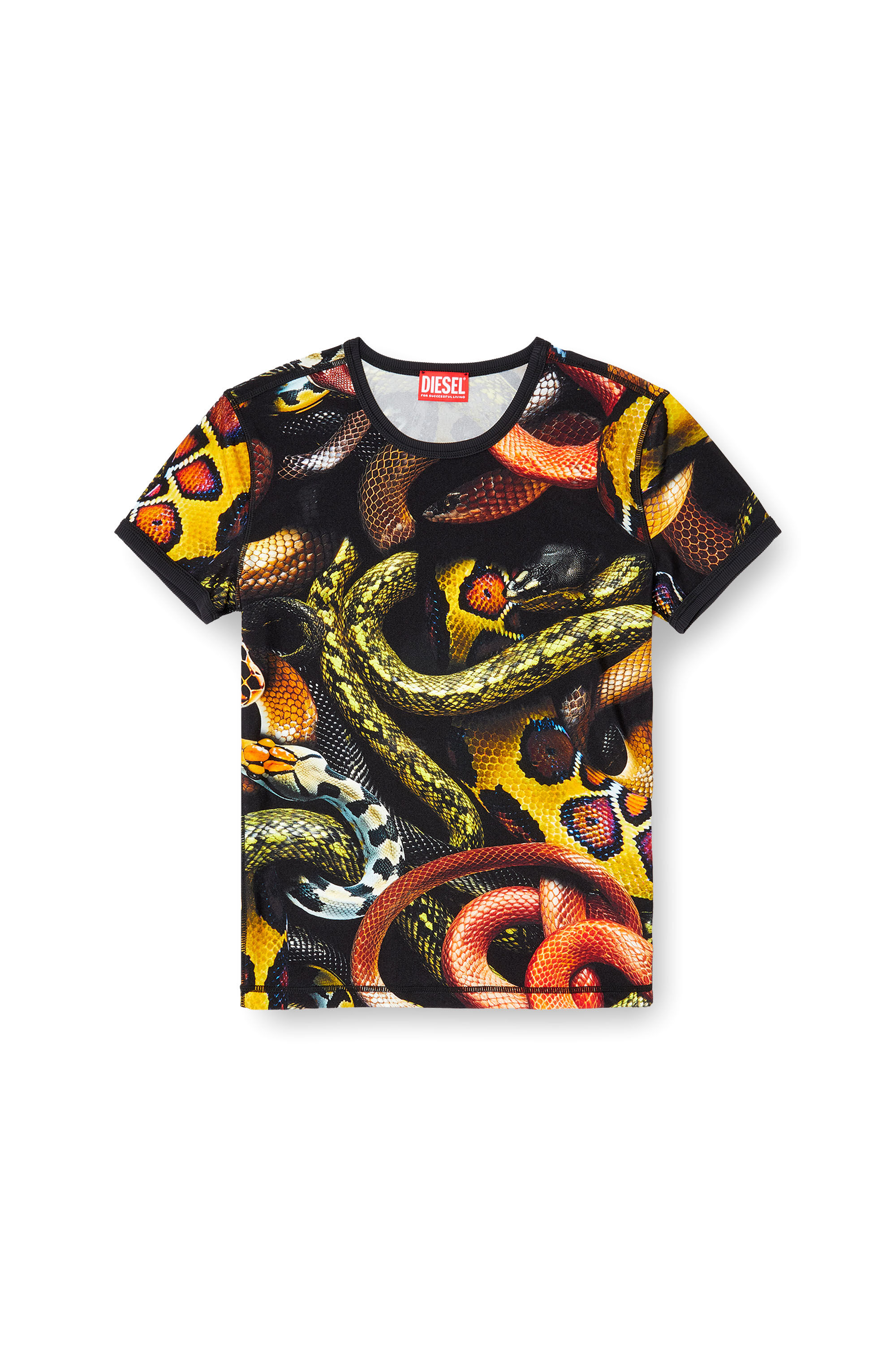 Diesel - CL-T-UNCLE-SNAKE, T-shirt in Lycra con stampa snake all-over Unisex in Multicolor - 2