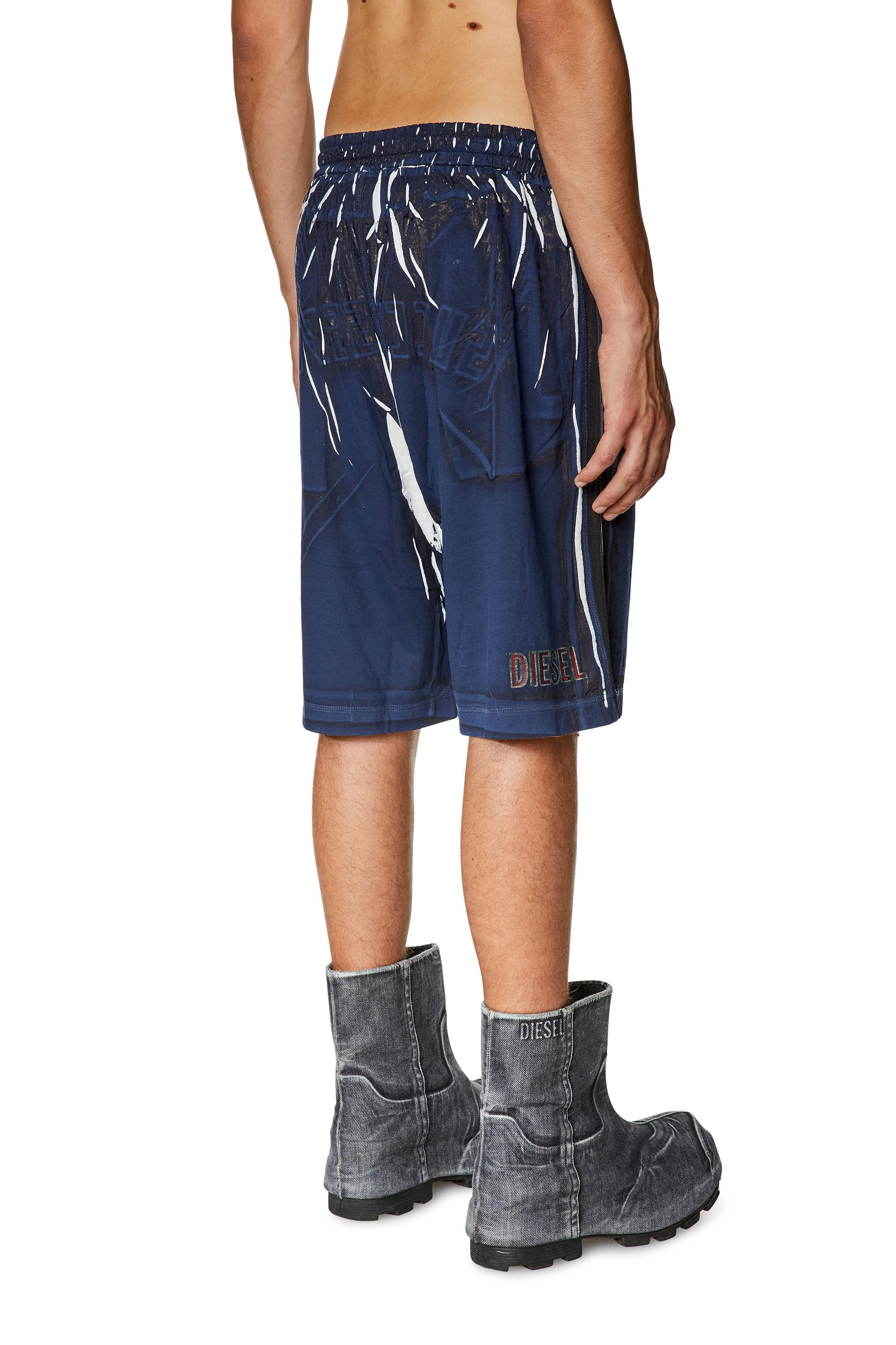 Diesel - P-ROWY, Short in felpa con stampa sfumata Uomo in Blu - 4