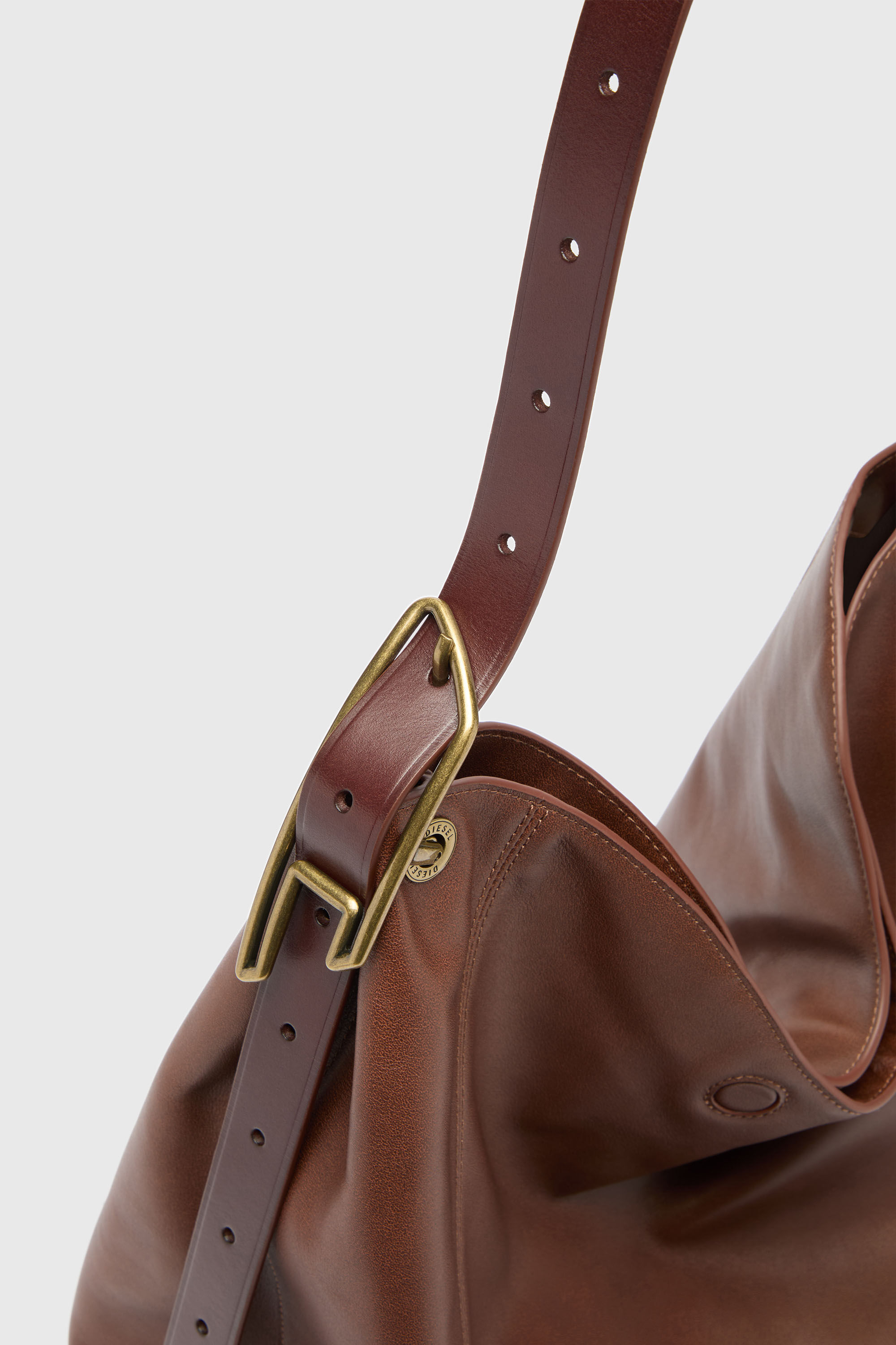 Diesel - D-LINE HOBO L, D-Line Borsa hobo in pelle Donna in Marrone - 6