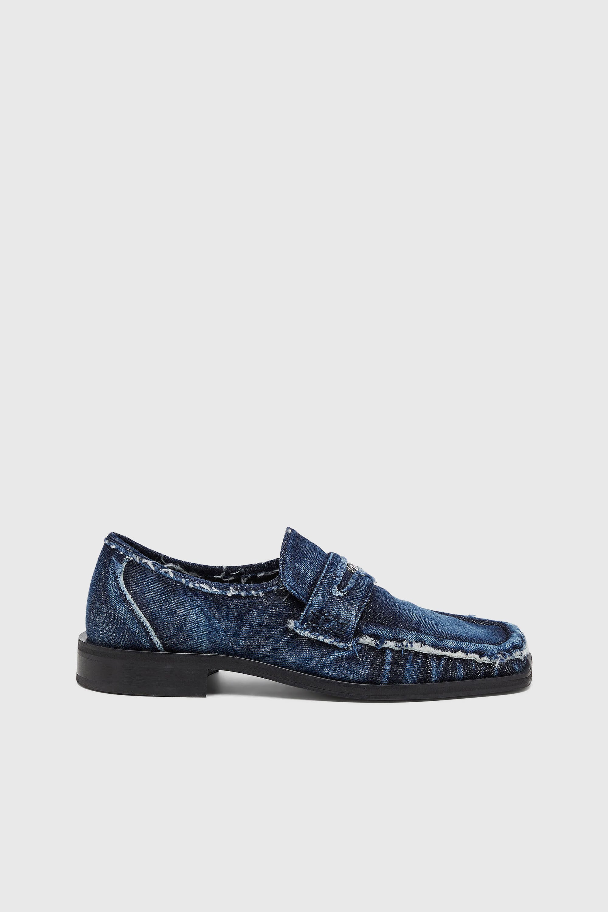 Diesel - D-AMBER LOAFER, D-Amber - Penny loafers in denim a taglio vivo Uomo in Blu - 1