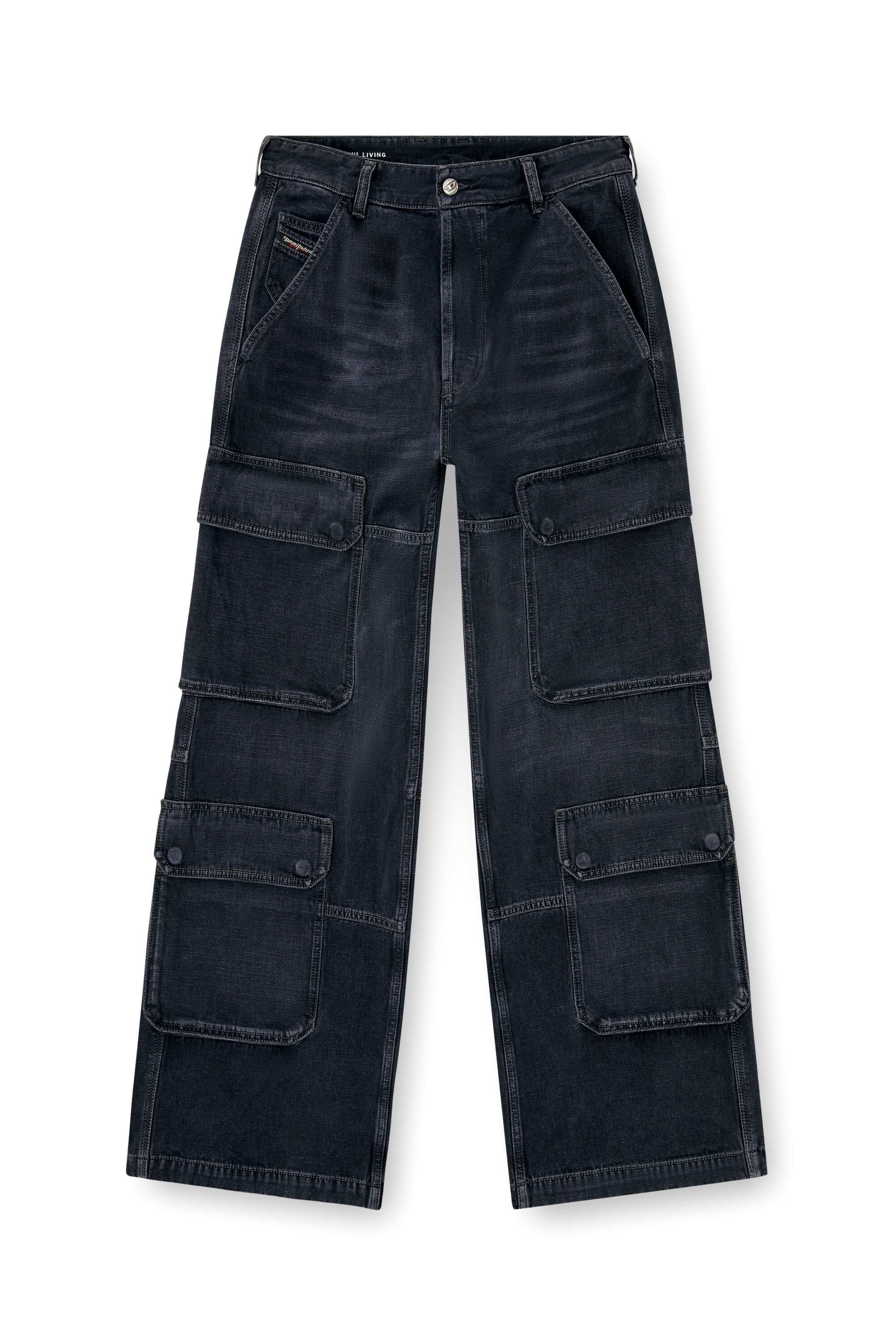 Diesel - Relaxed Jeans D-Touch 007Z9 Uomo, Nero/Grigio scuro - Image 2