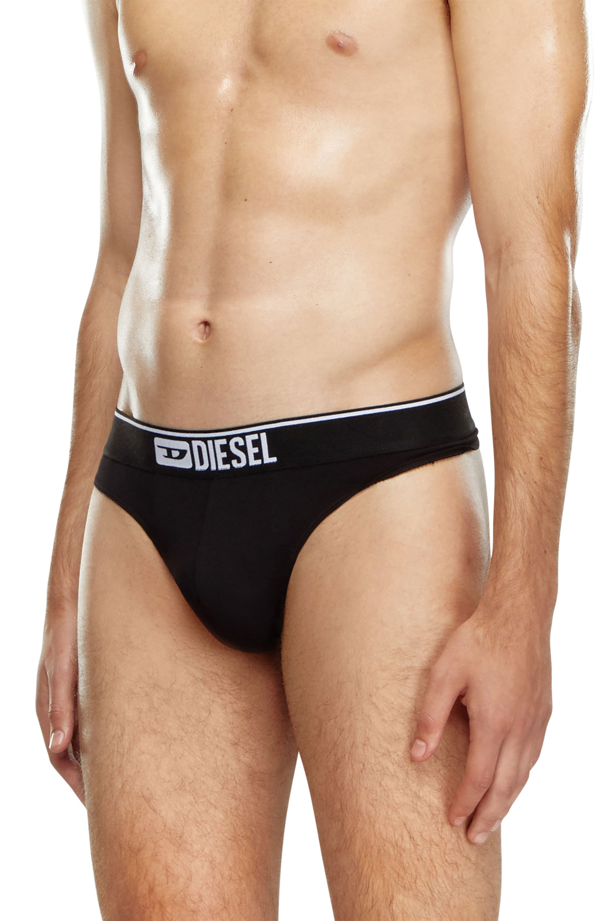 Diesel - UMBR-STRINGTHREEPACK, Set di tre perizomi con logo in vita Uomo in Nero - 3