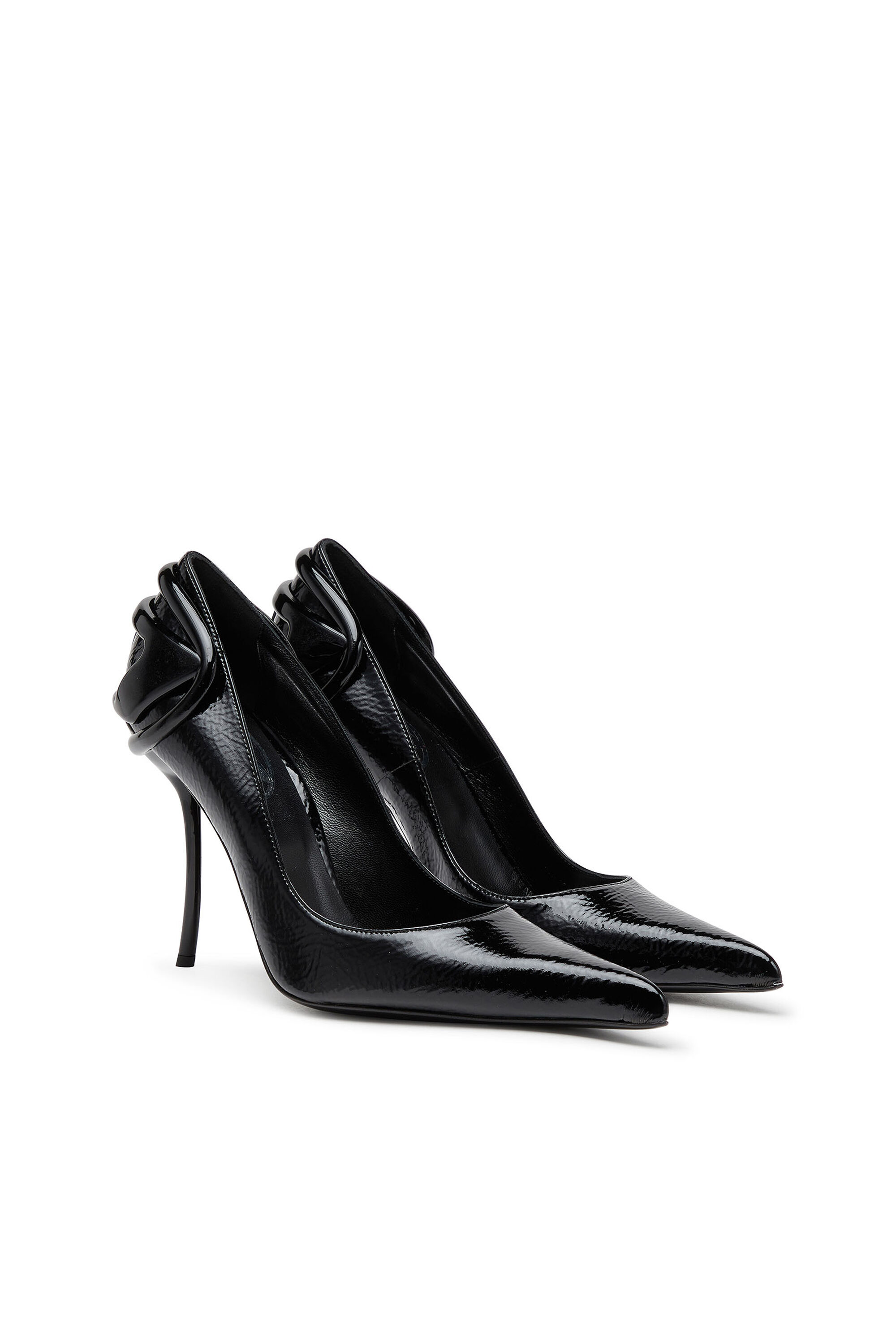 D-Ten&Half-Décolleté effetto glossy con tacco curvo Donna | Nero | Diesel