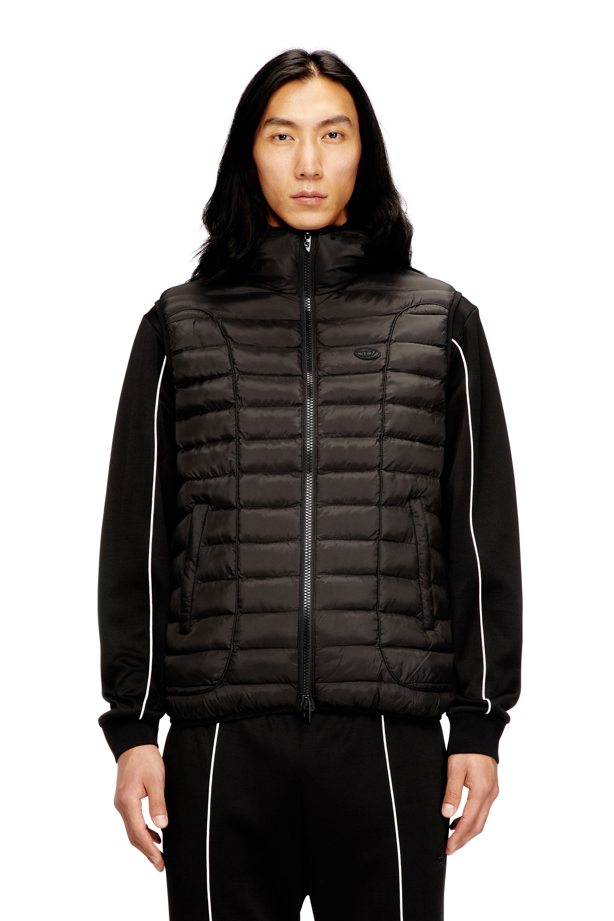 Diesel - W-TEMPLE, Gilet imbottito in nylon leggero Uomo in Nero - 3