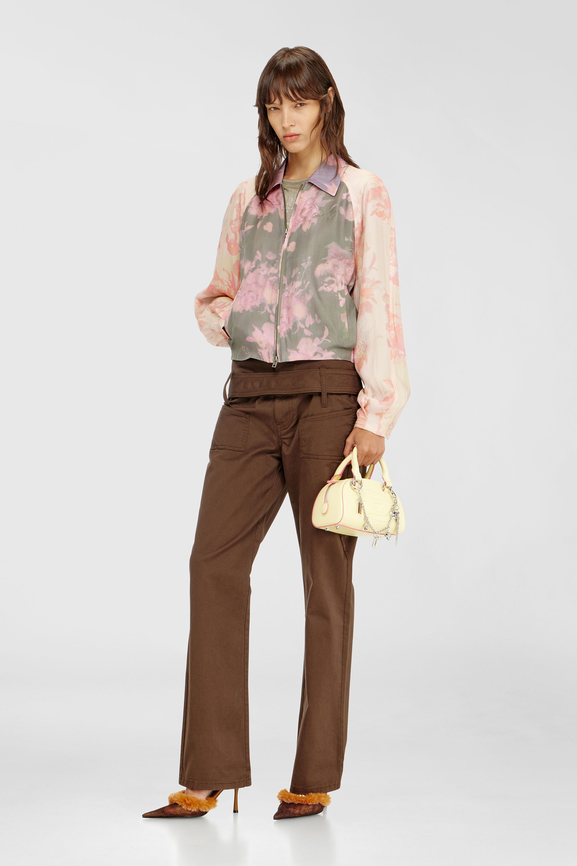 Diesel - G-ALENA, Giacca bomber floreale in acetato stropicciato Donna in Multicolor - 1