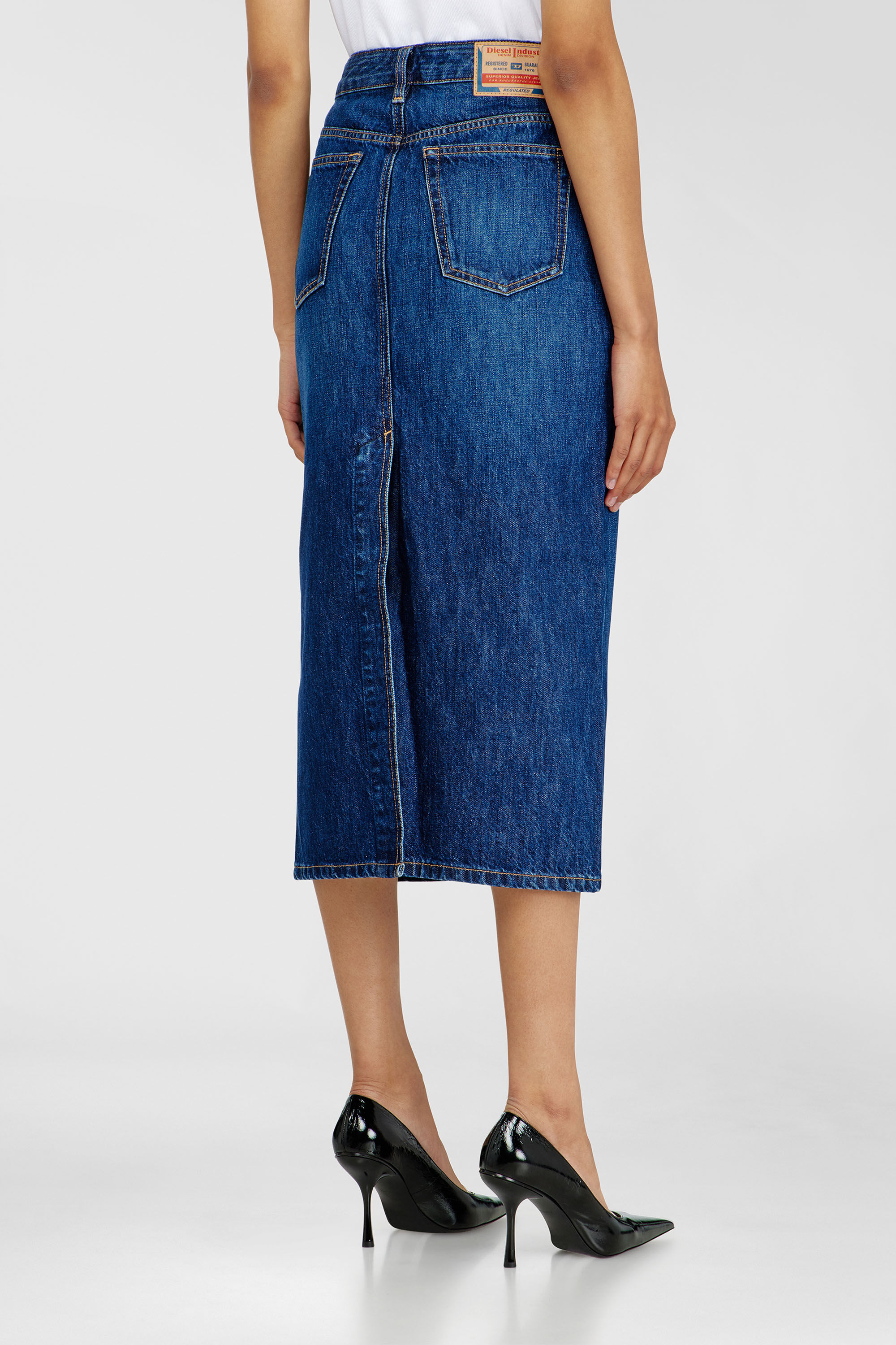Diesel - DE-SKYE-D, Gonna midi in denim Donna in Blu - 4