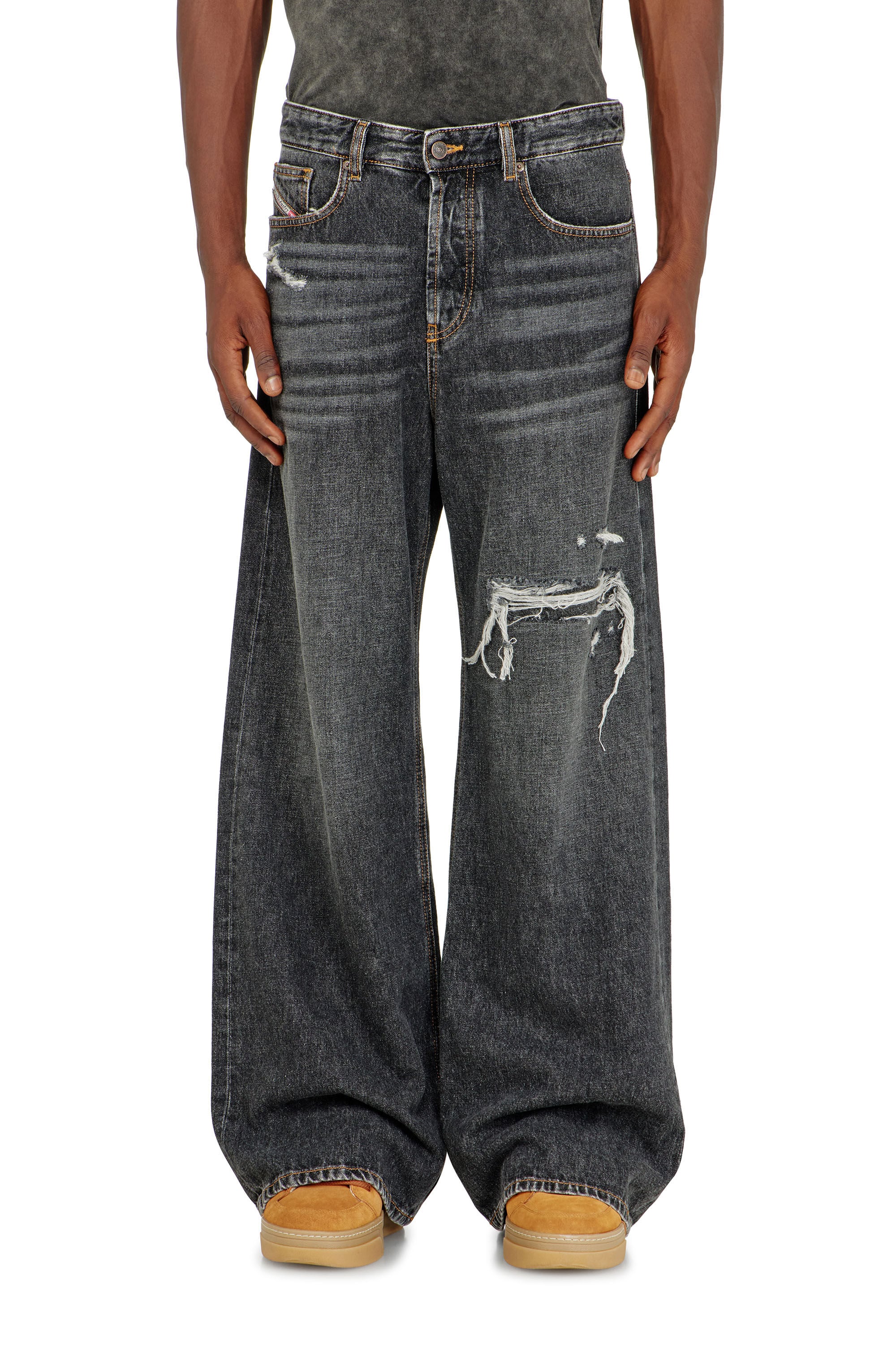 Diesel - Relaxed Jeans D-Rise 007DN Uomo, Nero/Grigio scuro - Image 4