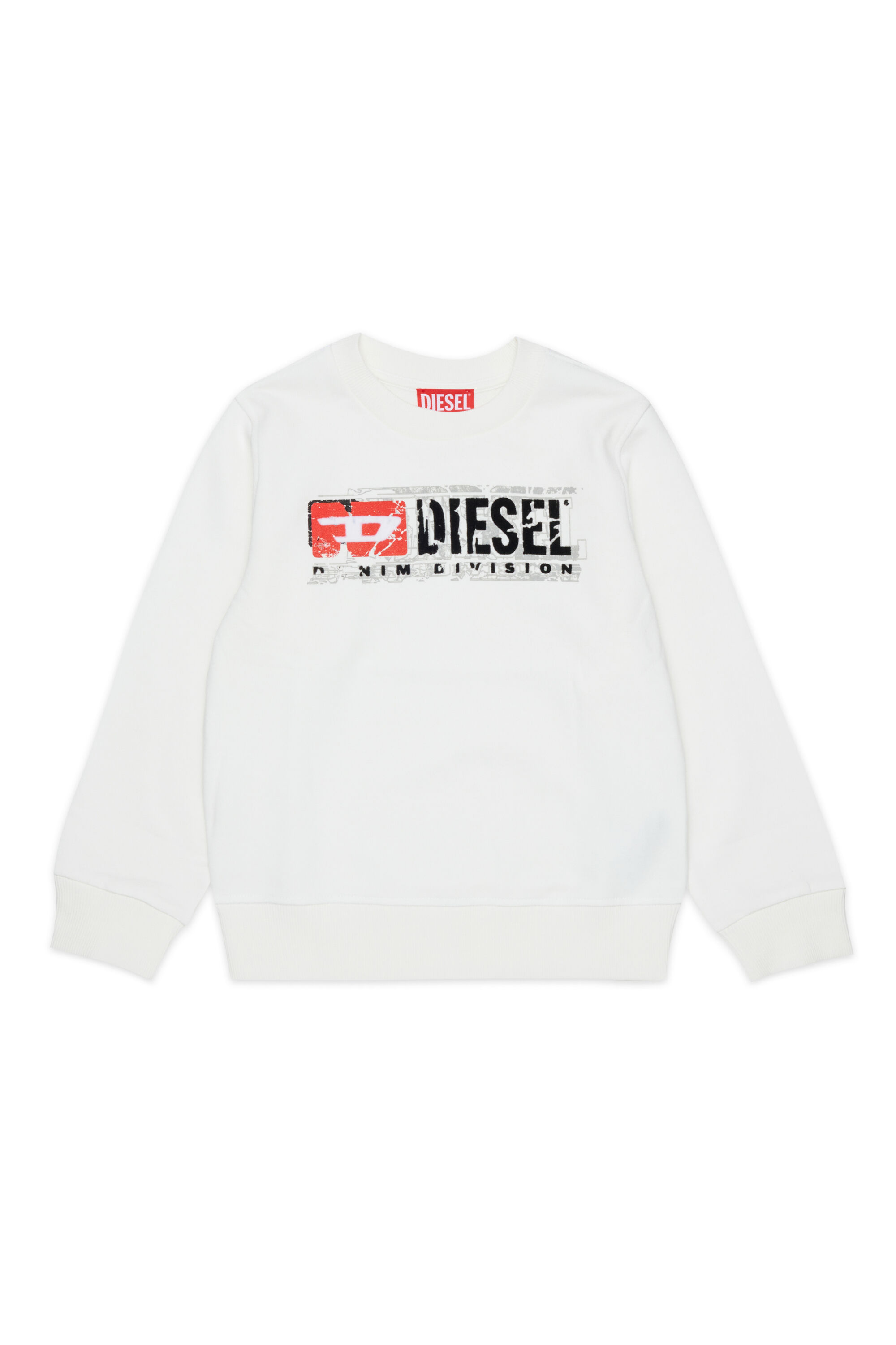 Diesel - SLOMIX, Felpa con logo effetto distressed Uomo in Bianco - 1