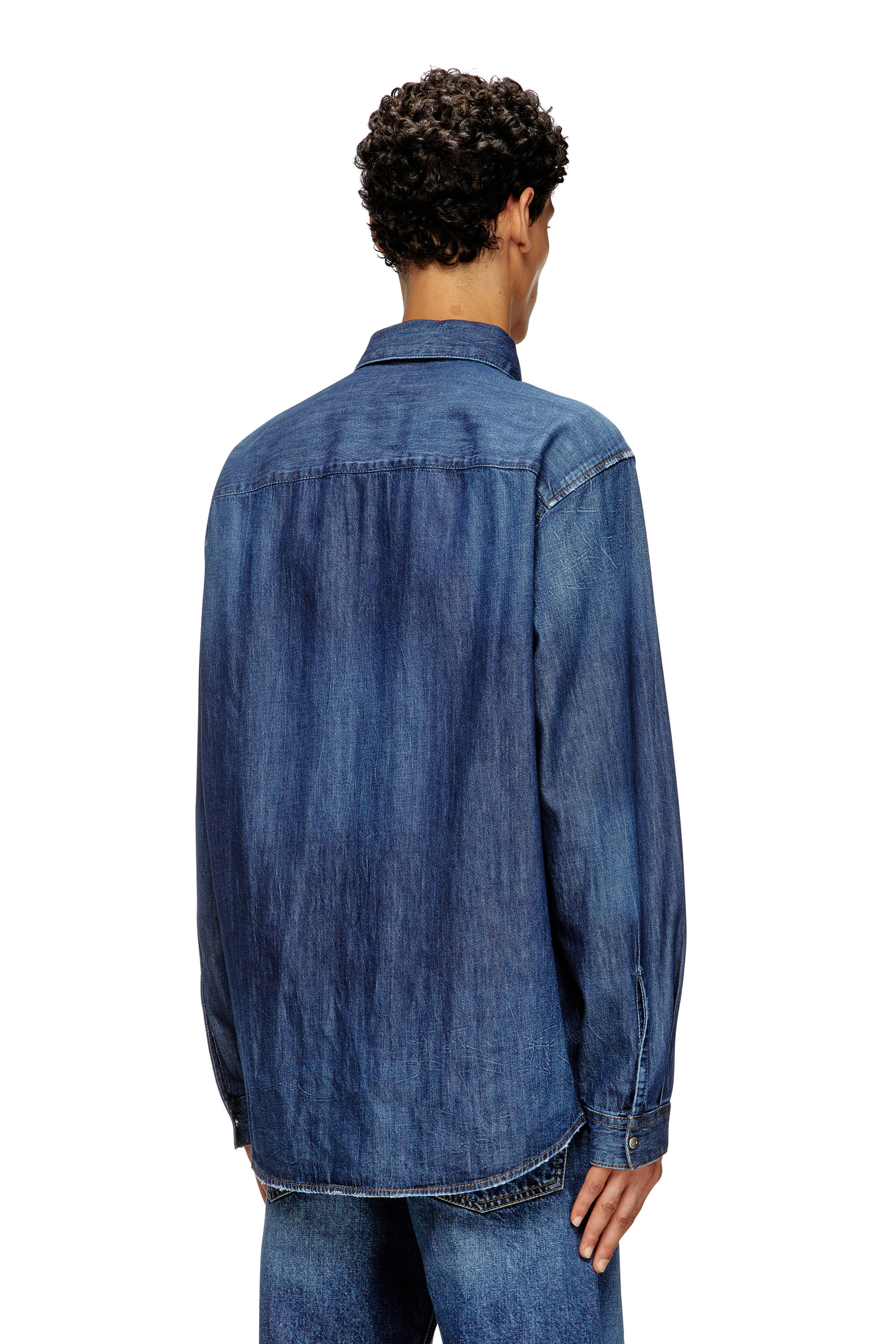 Diesel - D-SIMPLY, Camicia in denim con logo ricamato Uomo in Blu - 4